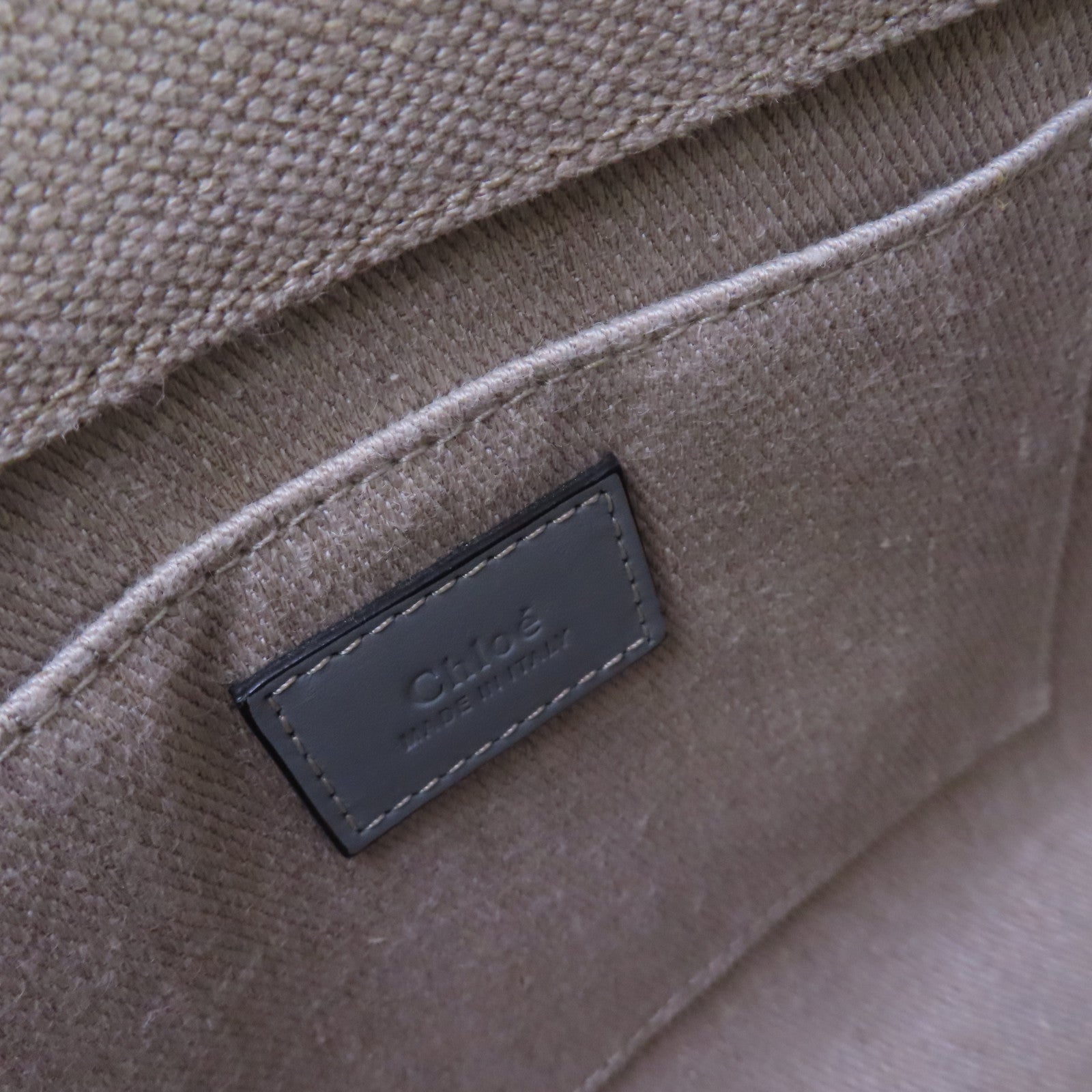 Chloe 帆布Mini Woody Tote 2Way Shoulder Bag手挽肩背兩用袋杏色/淺藍色