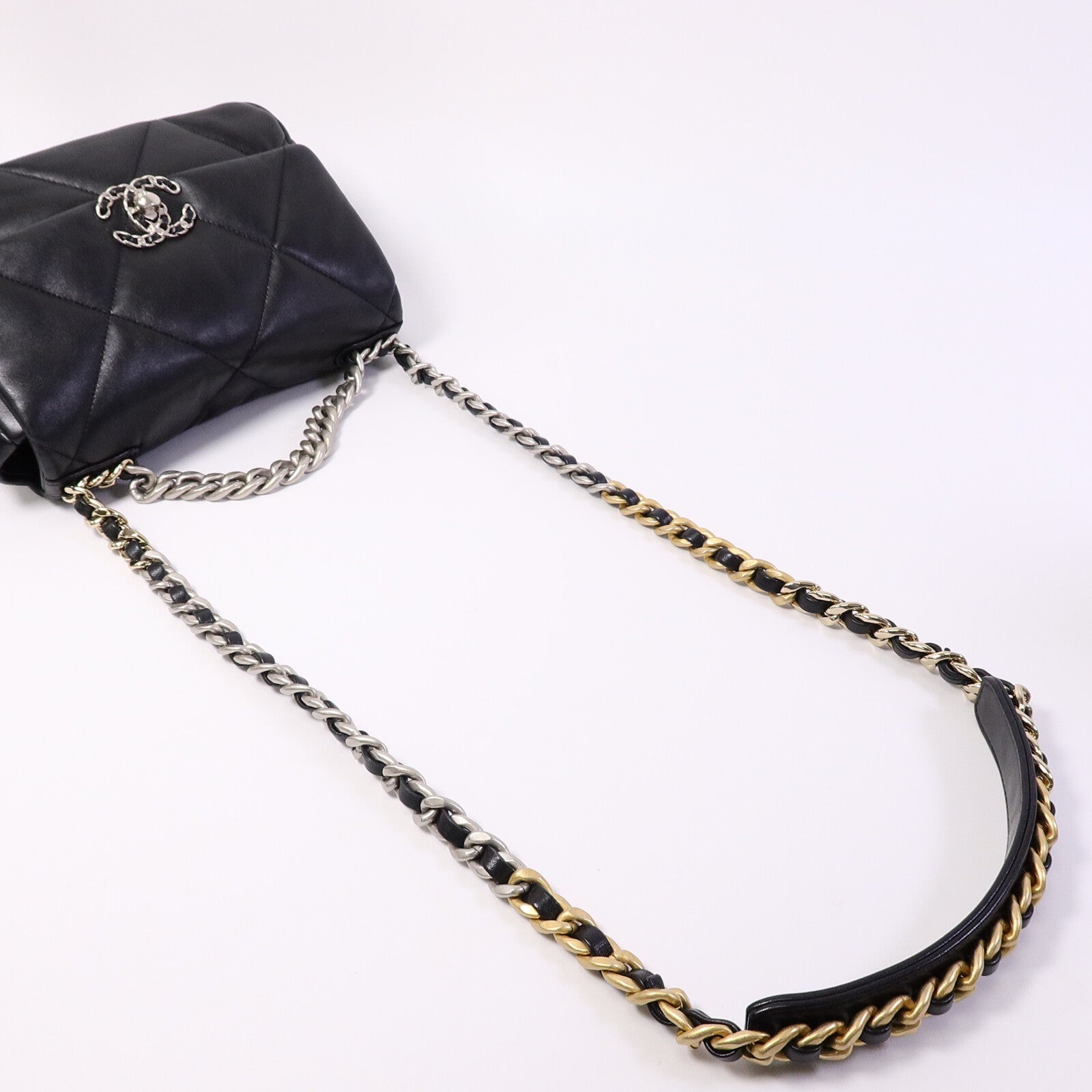 CHANEL 羊皮皮革Chanel 19 Small鏈帶手挽肩背兩用袋