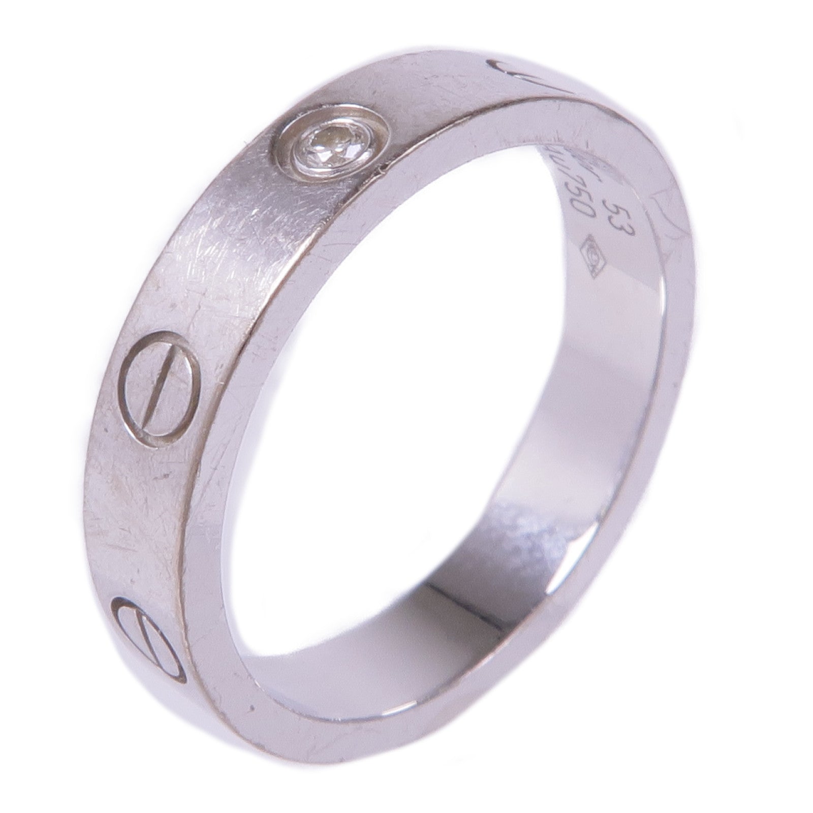 CARTIER 18K白金Love Ring 1 Diamond鑽石戒指Cartier#53/US#6.25