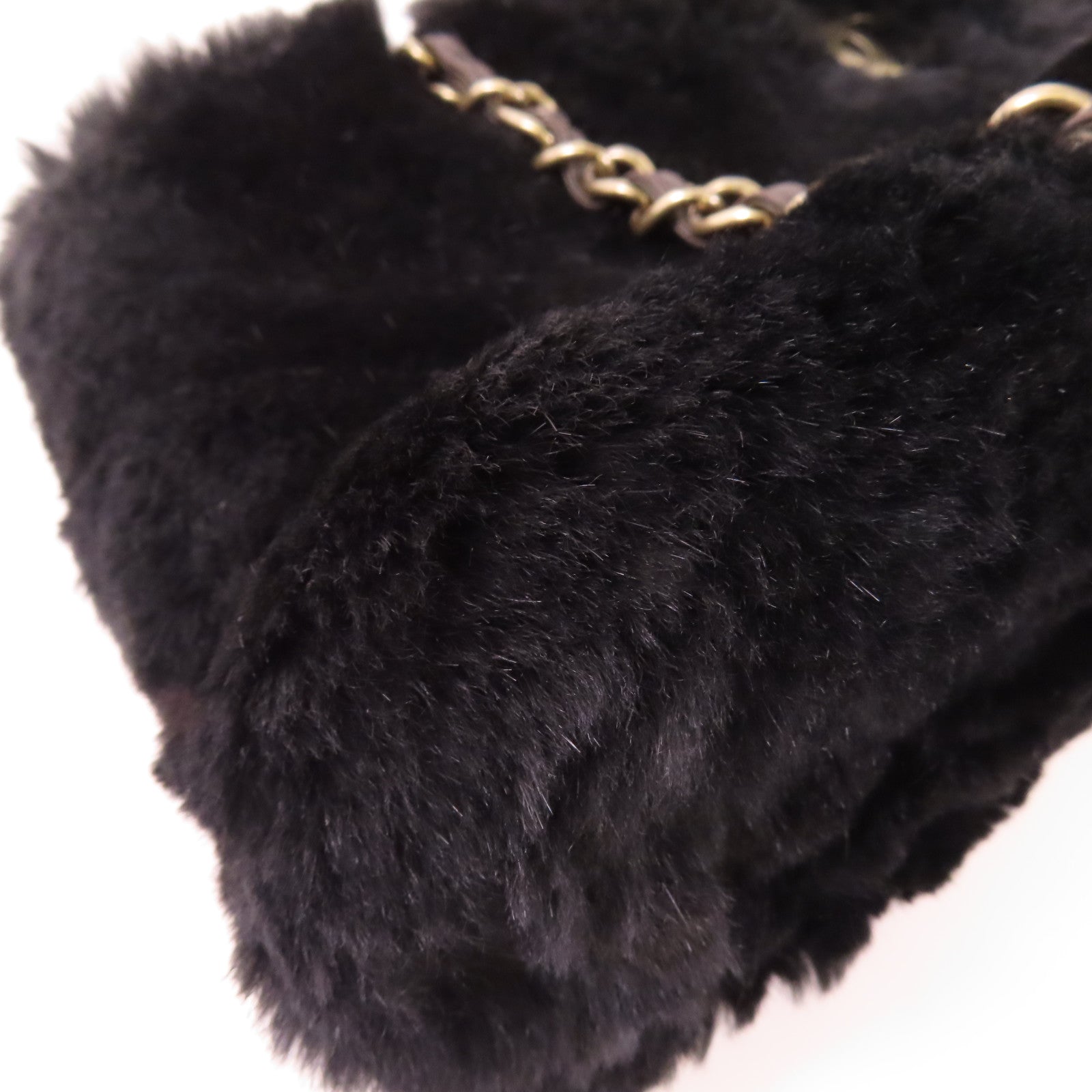 CHANEL 【激減優惠】兔毛Shoulder Bag鏈帶肩背袋