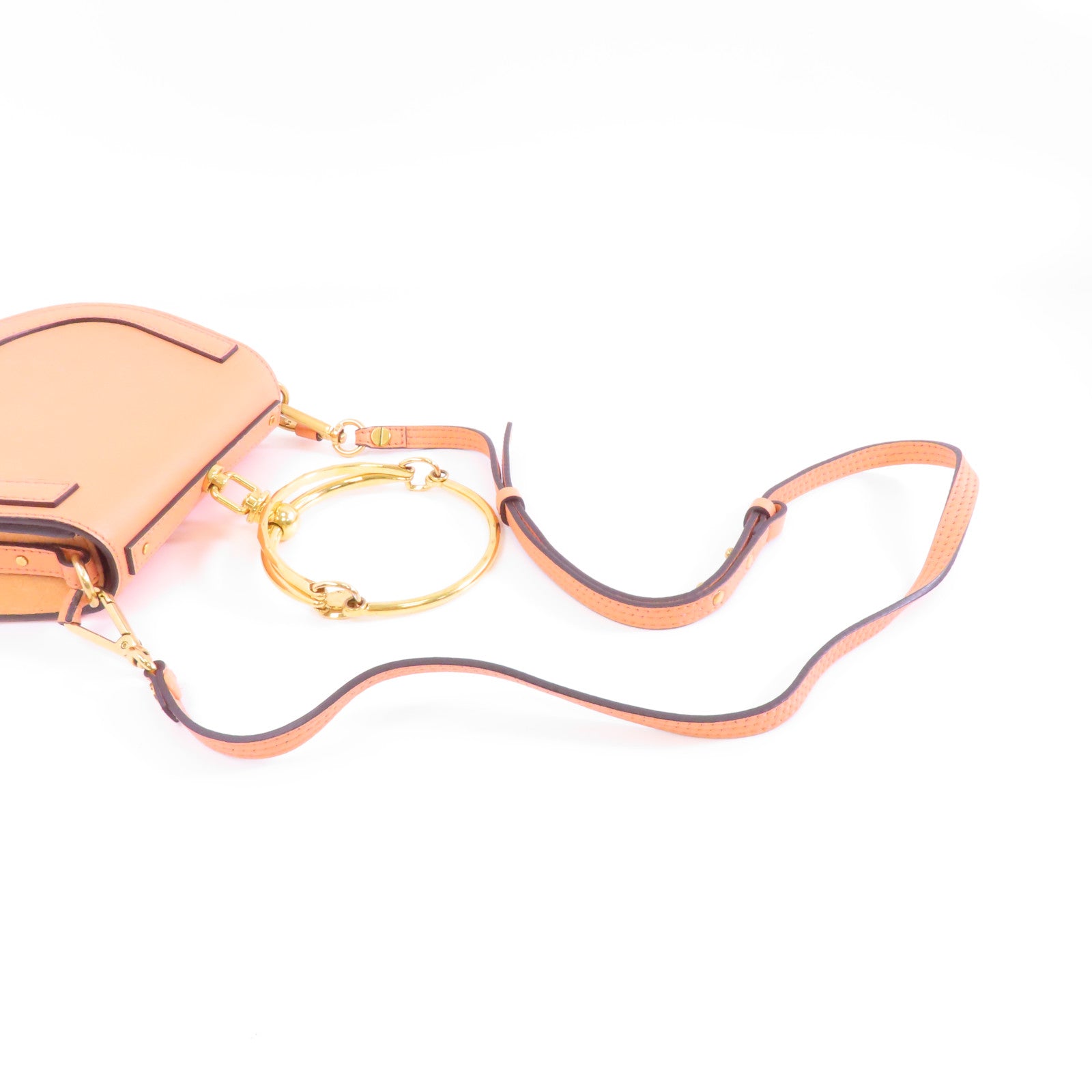 Chloe 【激減優惠】牛皮皮革Shoulder Bag金扣手挽肩背兩用袋橙色