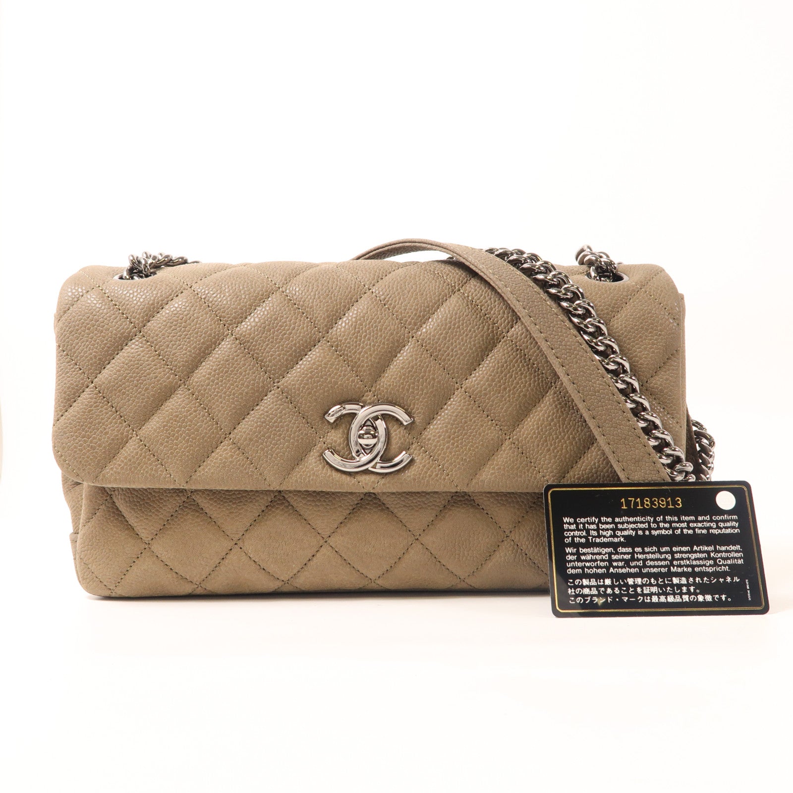CHANEL 牛皮皮革Shoulder Bag銀扣肩背袋