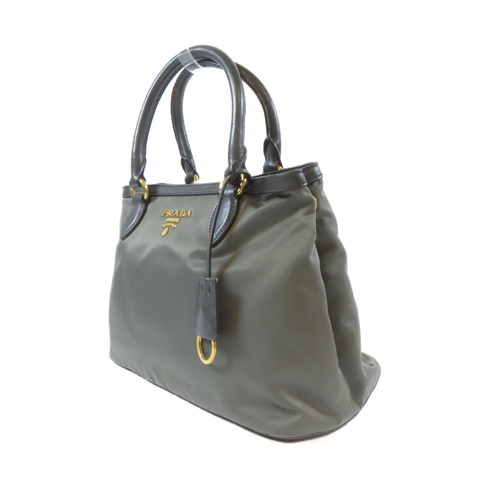 PRADA 尼龍2 Way Shoulder Bag金扣手挽肩背兩用袋灰色