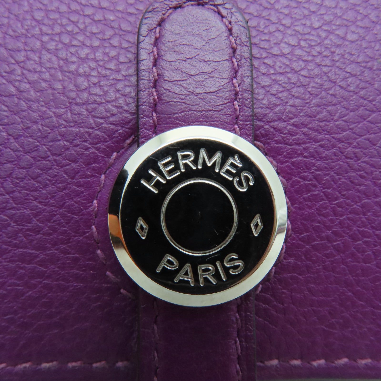HERMES 【激減優惠】Evercolor皮革Dogon GM銀扣長錢包紫色