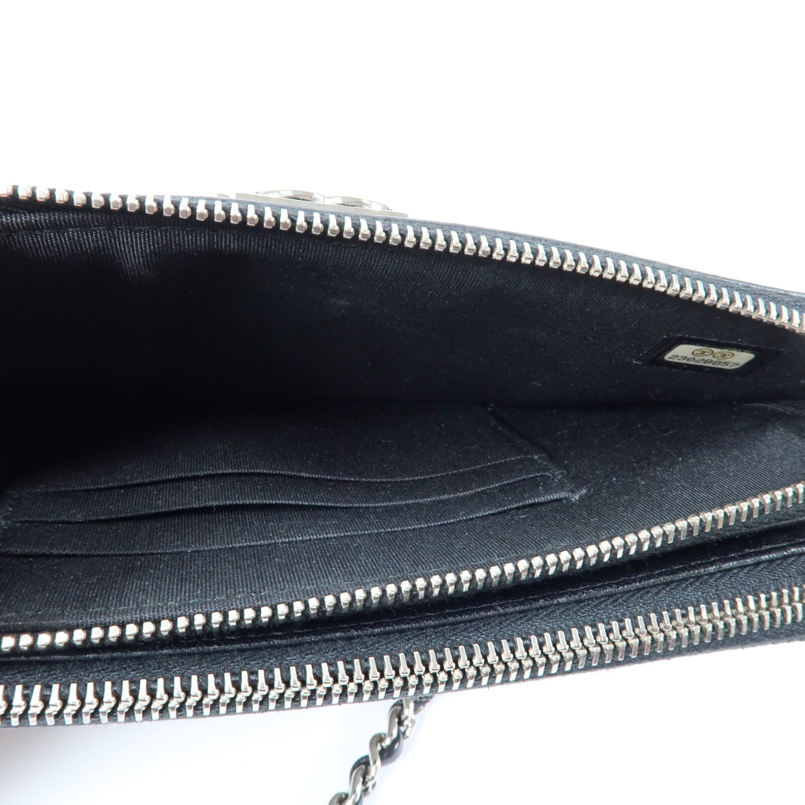 CHANEL 牛皮皮革Boy Double Zip Clutch Bag銀扣鏈帶肩背袋
