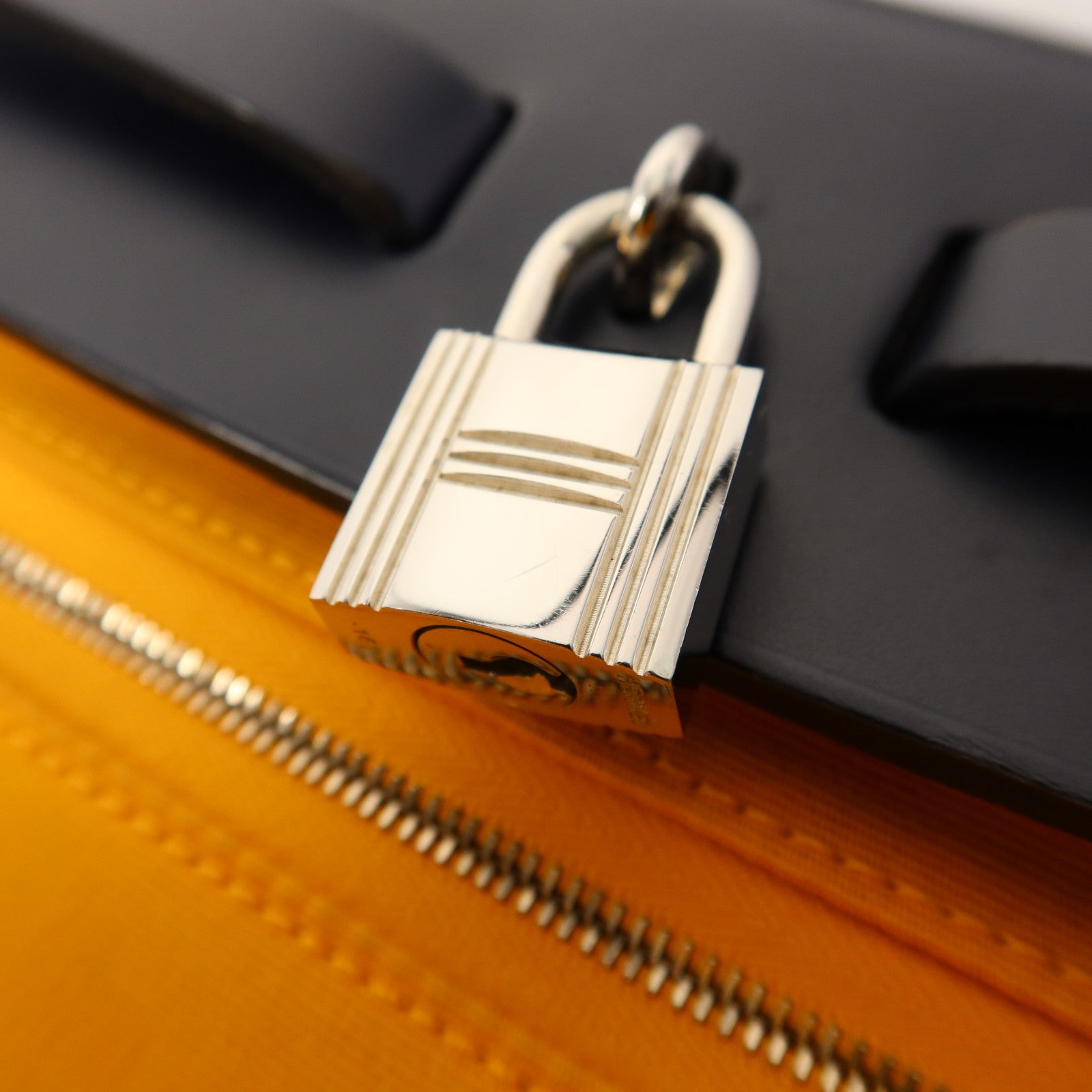 HERMES 帆布Herbag PM銀扣手挽肩背兩用袋Jaune d'Or