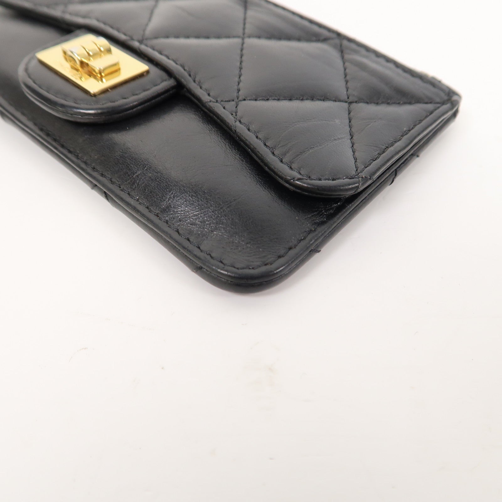 CHANEL 菱格羊皮皮革2.55 Card Case金扣卡片套黑色