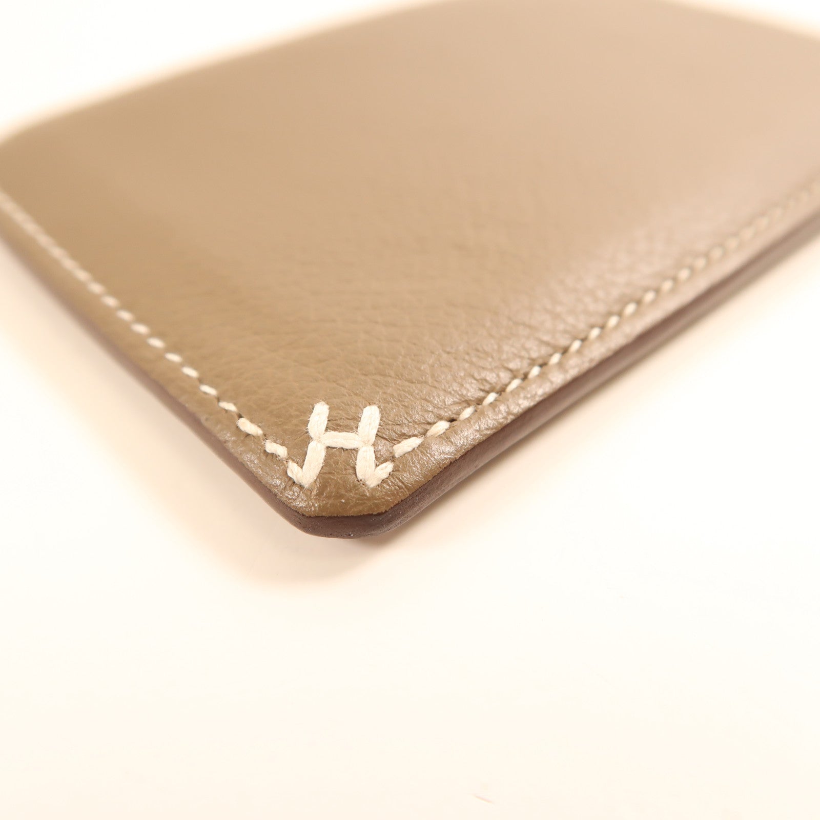 HERMES Evercolor皮革H Sellier卡片套Etoupe