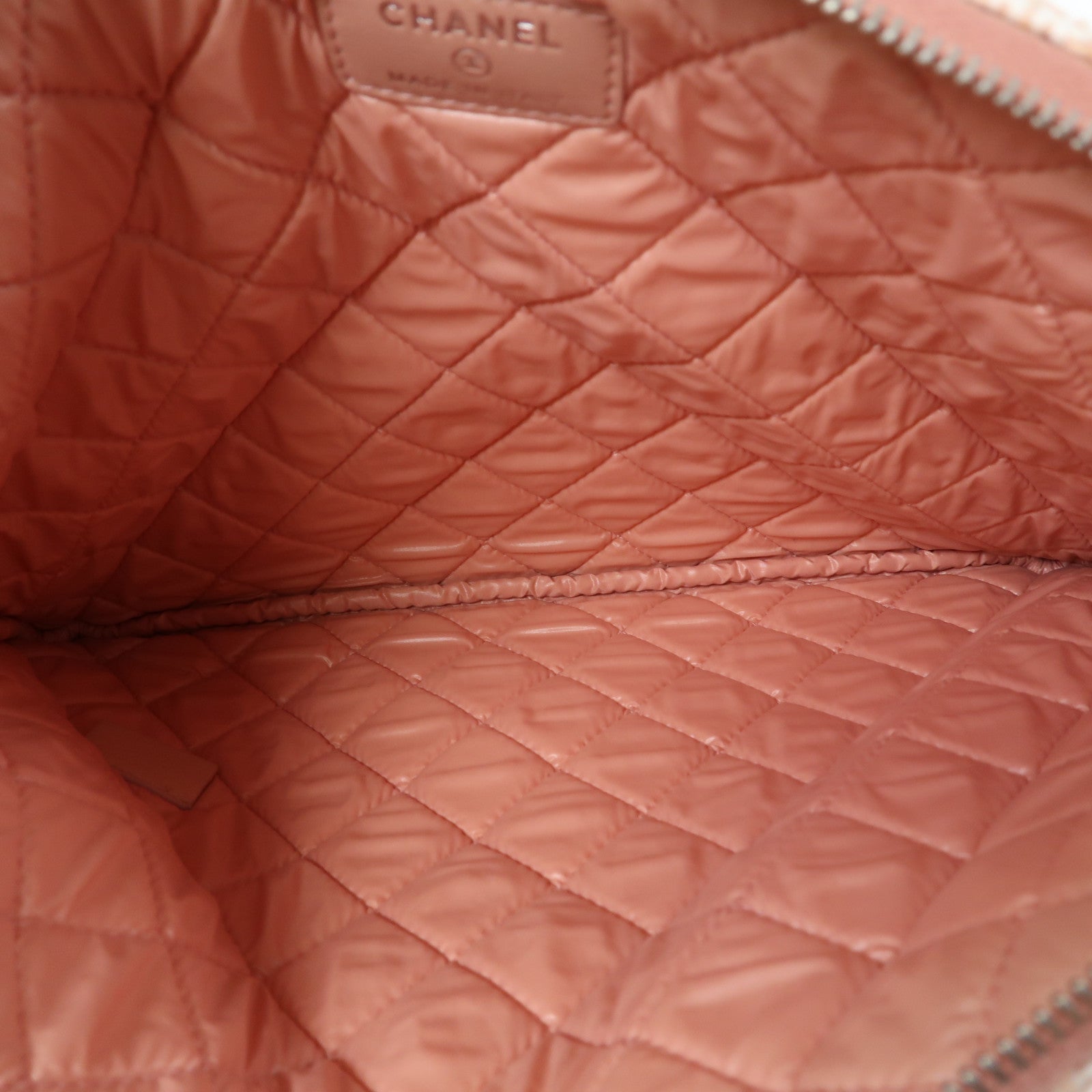 CHANEL 酒椰Large Deauville Pouch銀扣手拿包粉紅色