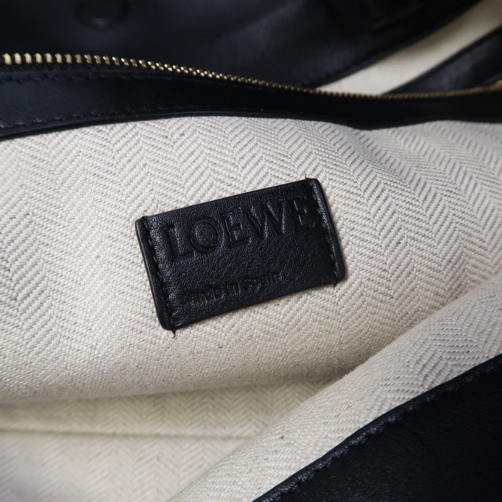 LOEWE 皮革Flamenco XL金扣肩背袋黑色