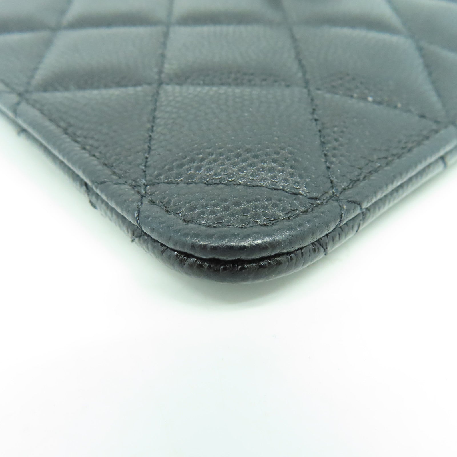 CHANEL 菱格Caviar皮革Wallet銀扣長錢包黑色