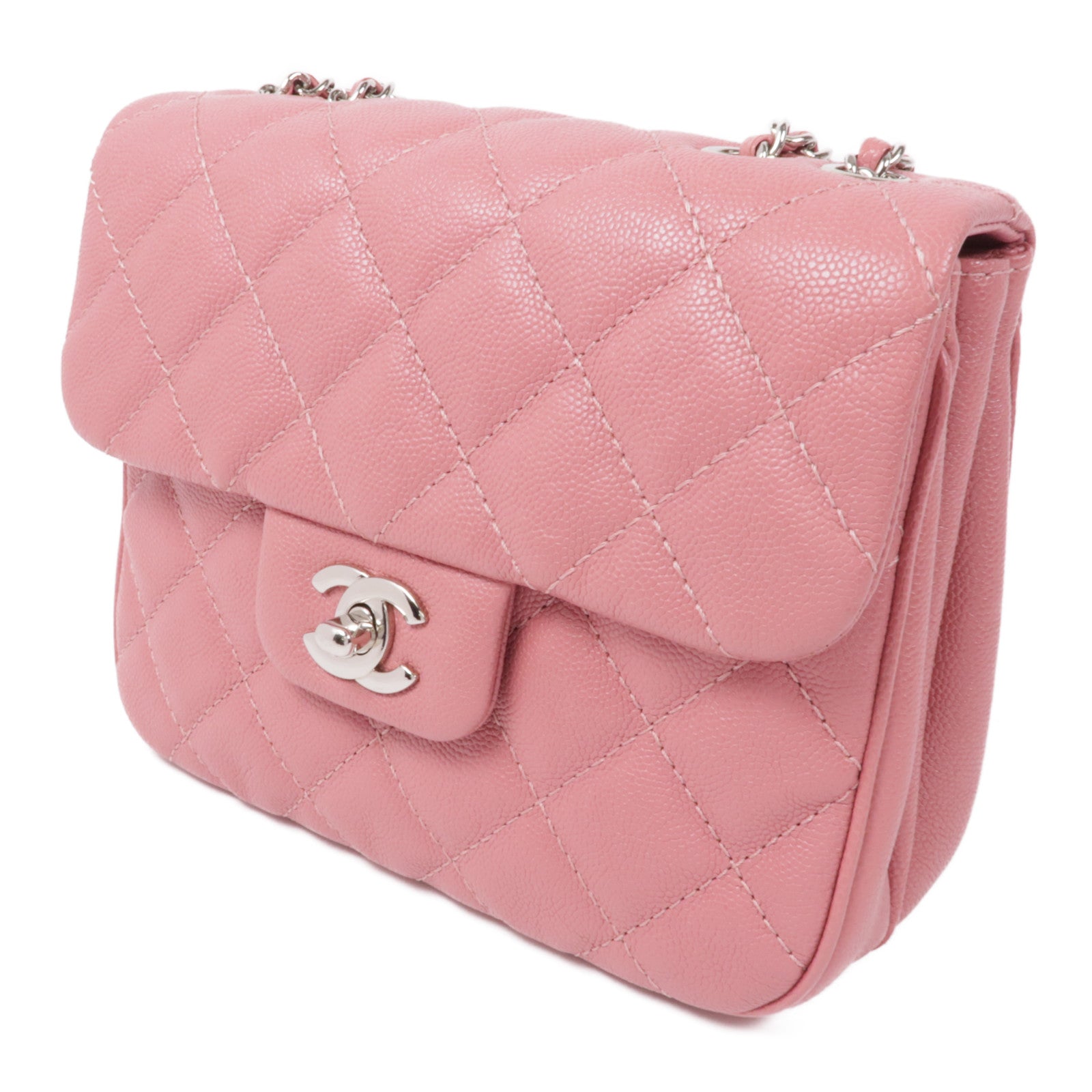 CHANEL 牛皮皮革Chain Shoulder銀扣鏈帶肩背袋