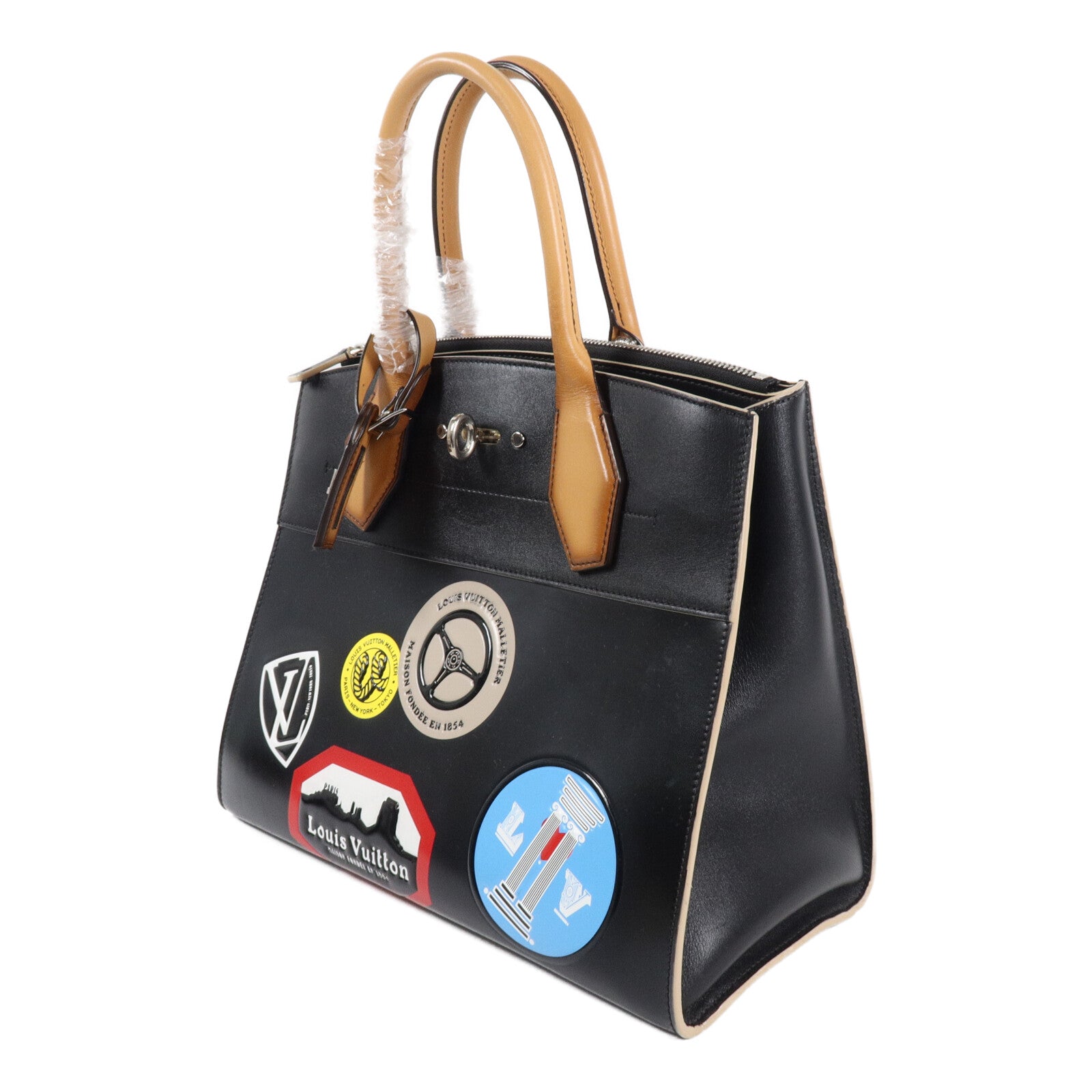 LOUIS VUITTON 牛皮皮革City Steamer MM World Tour Collection手挽肩背兩用袋