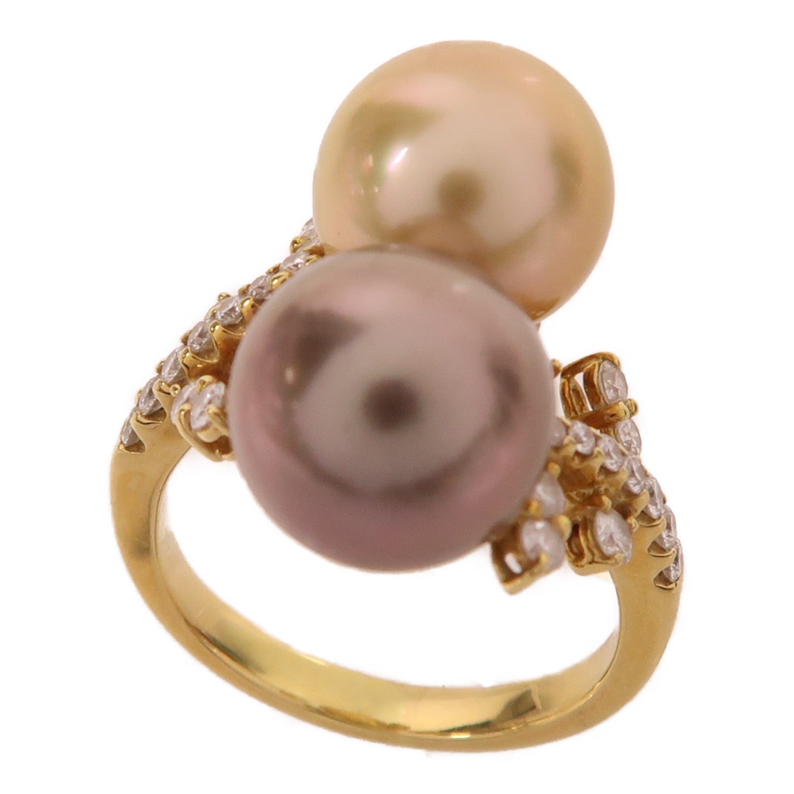 JEWELRY 18K金Pearl Ring0.59ct鑽石戒指US#8.25