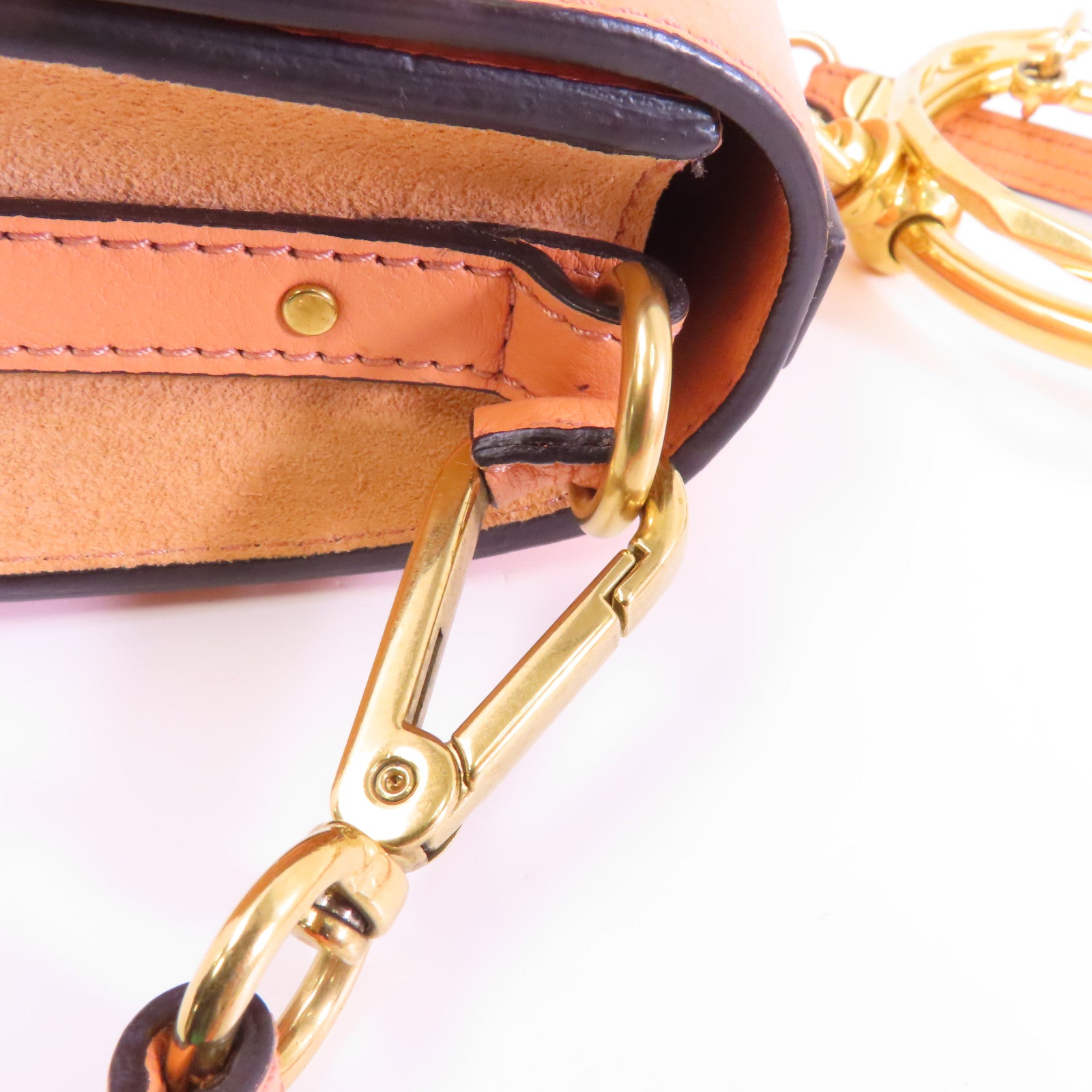 Chloe 【激減優惠】牛皮皮革Shoulder Bag金扣手挽肩背兩用袋橙色