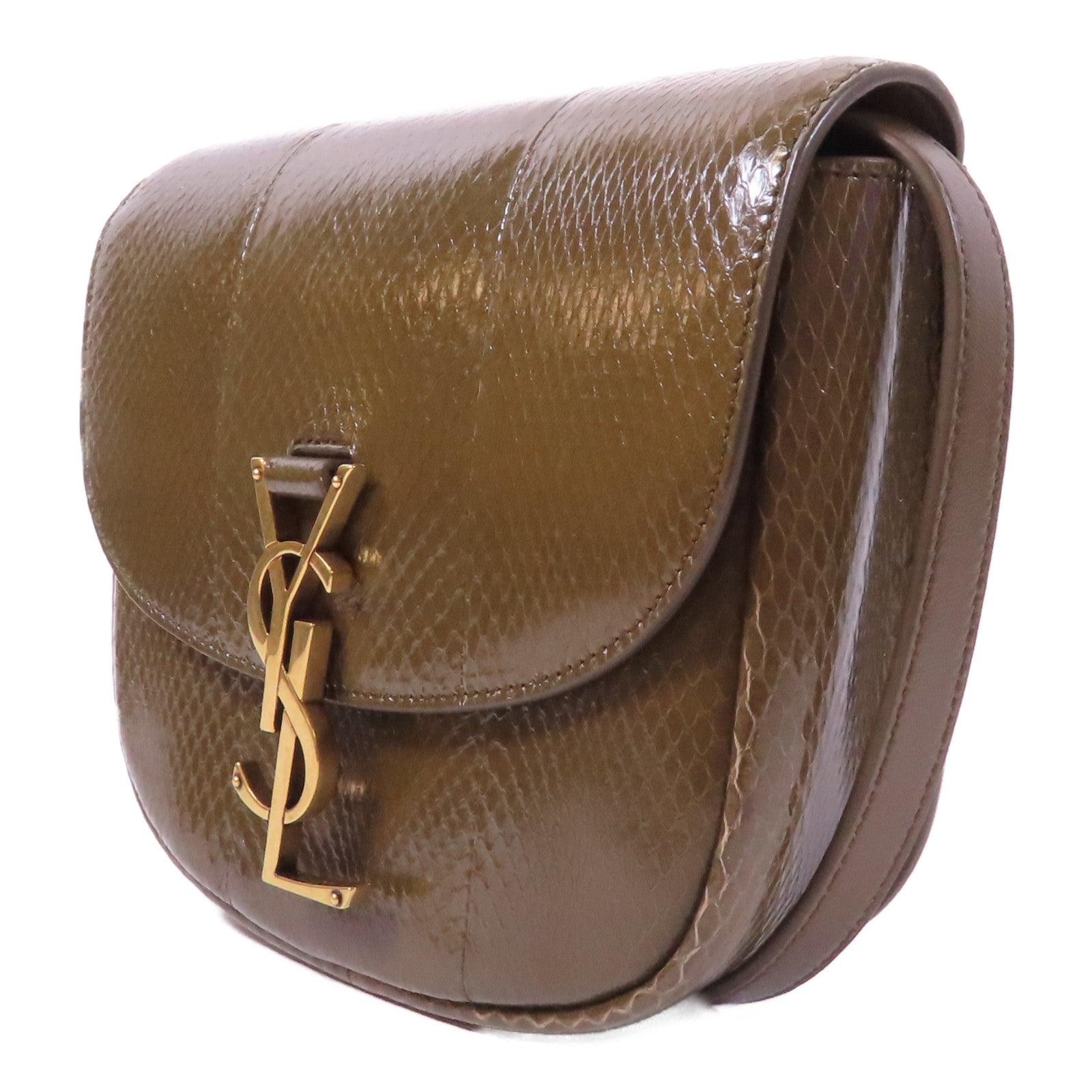 SAINT LAURENT 牛皮皮革Kaia Crossbody Bag金扣肩背袋卡其色