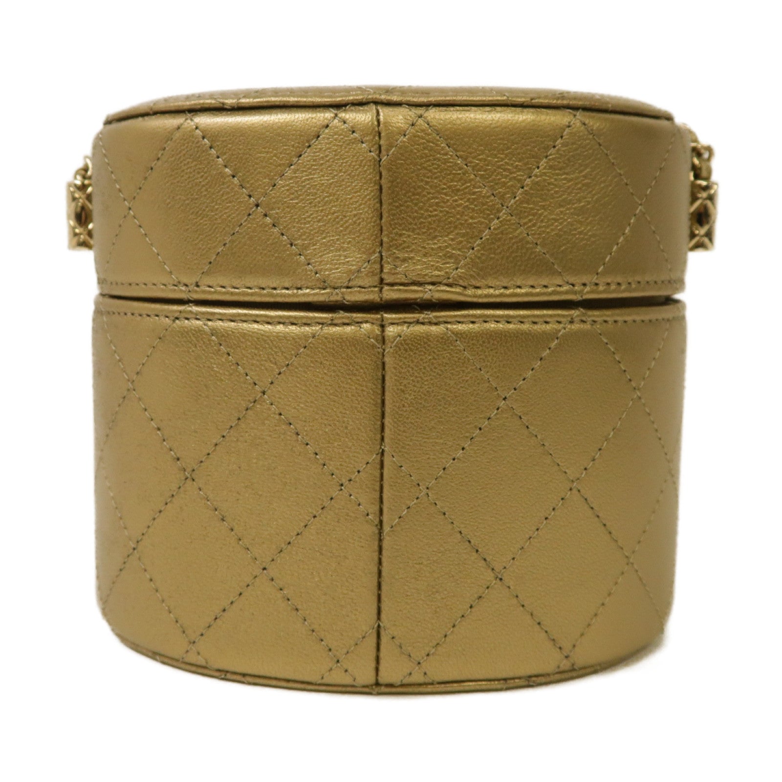 CHANEL 【激減優惠】菱格牛皮皮革Chain Shoulder金扣肩背袋金色