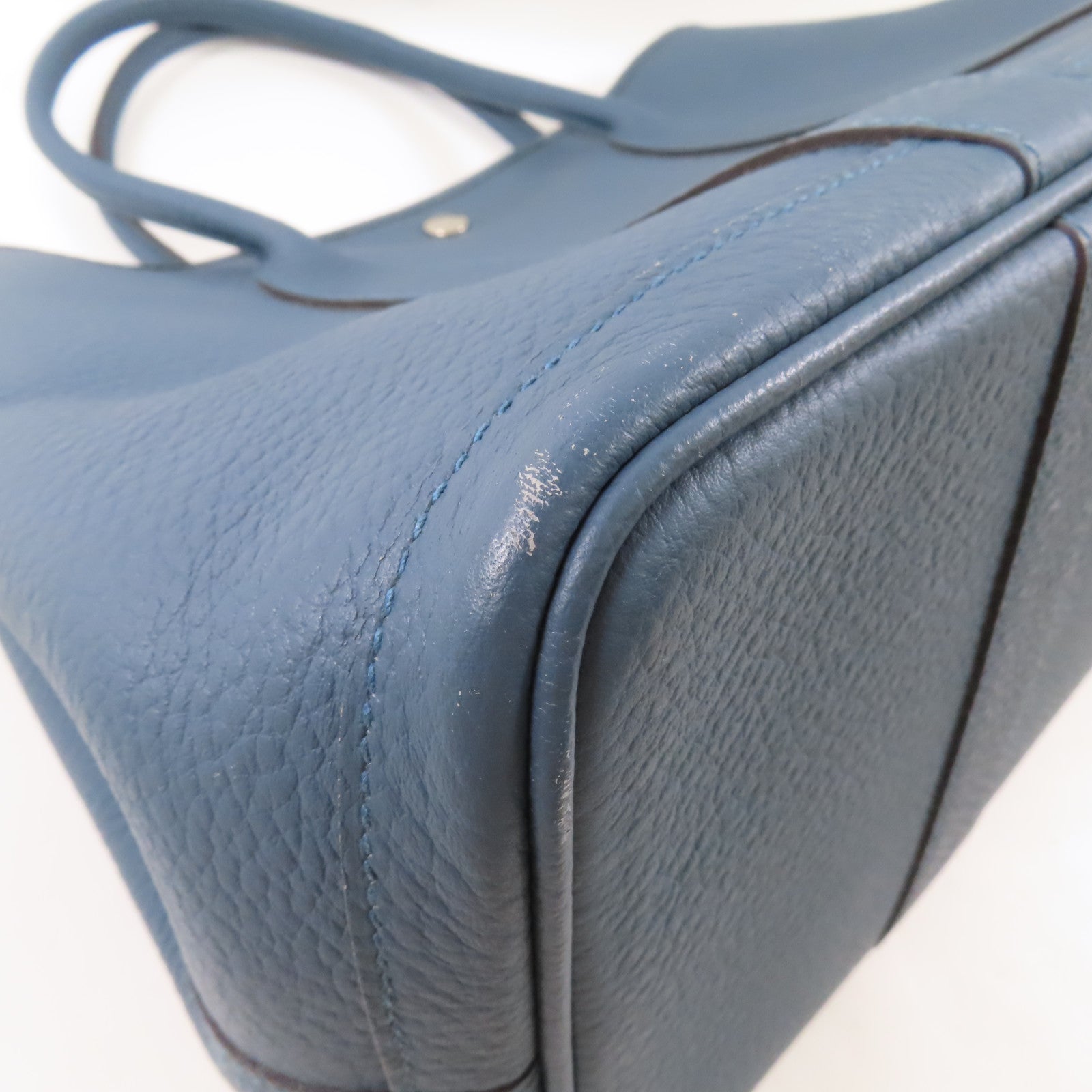 HERMES 【激減優惠】Clemence皮革Garden Party PM銀扣手挽袋Bleu Tempete