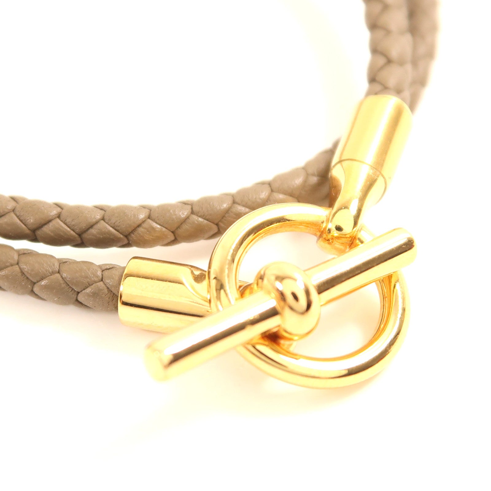 HERMES Swift皮革Glenan Double Tour Bracelet金扣手帶Etoupe