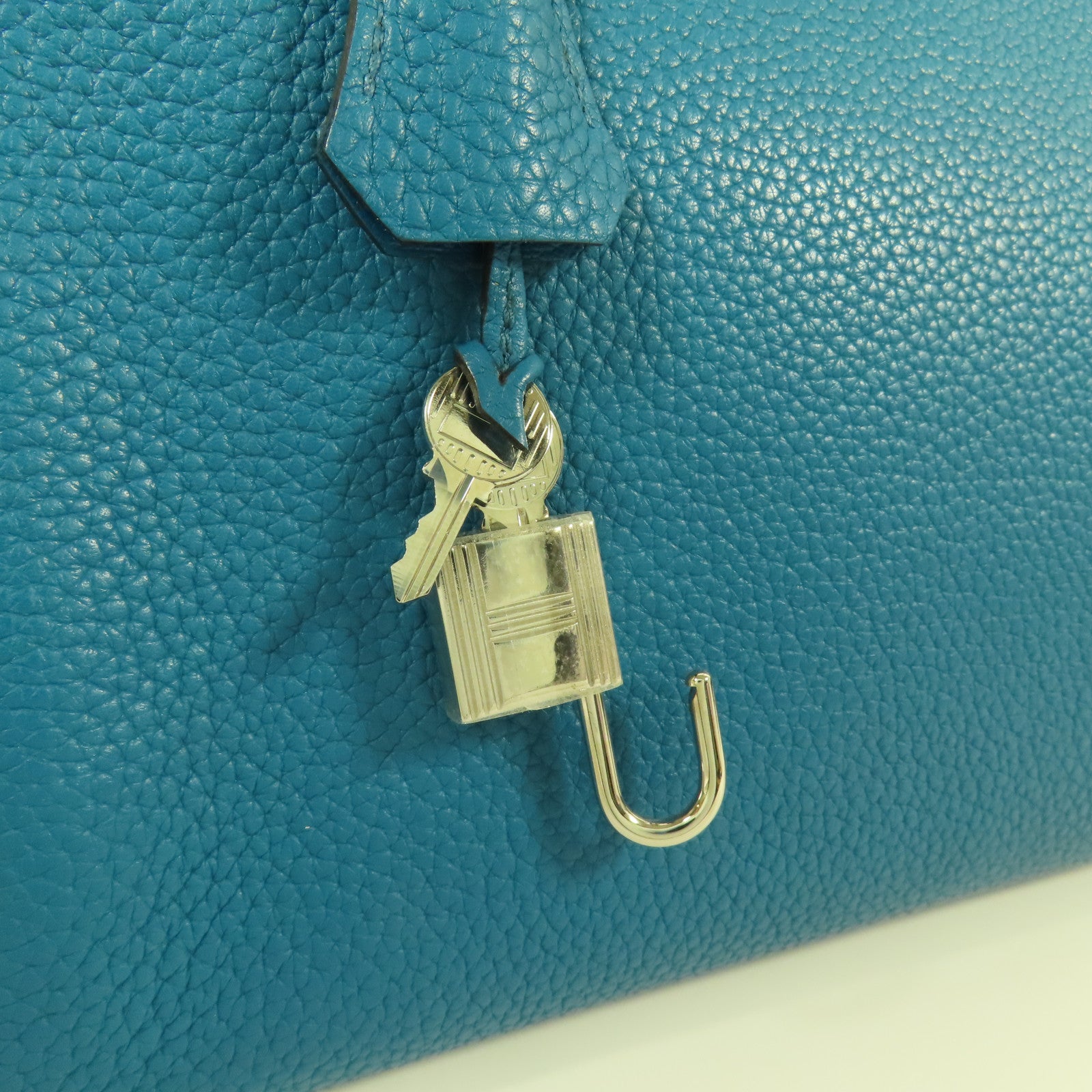 HERMES Togo皮革Kelly 35銀扣手挽肩背兩用袋Blue Turquoise