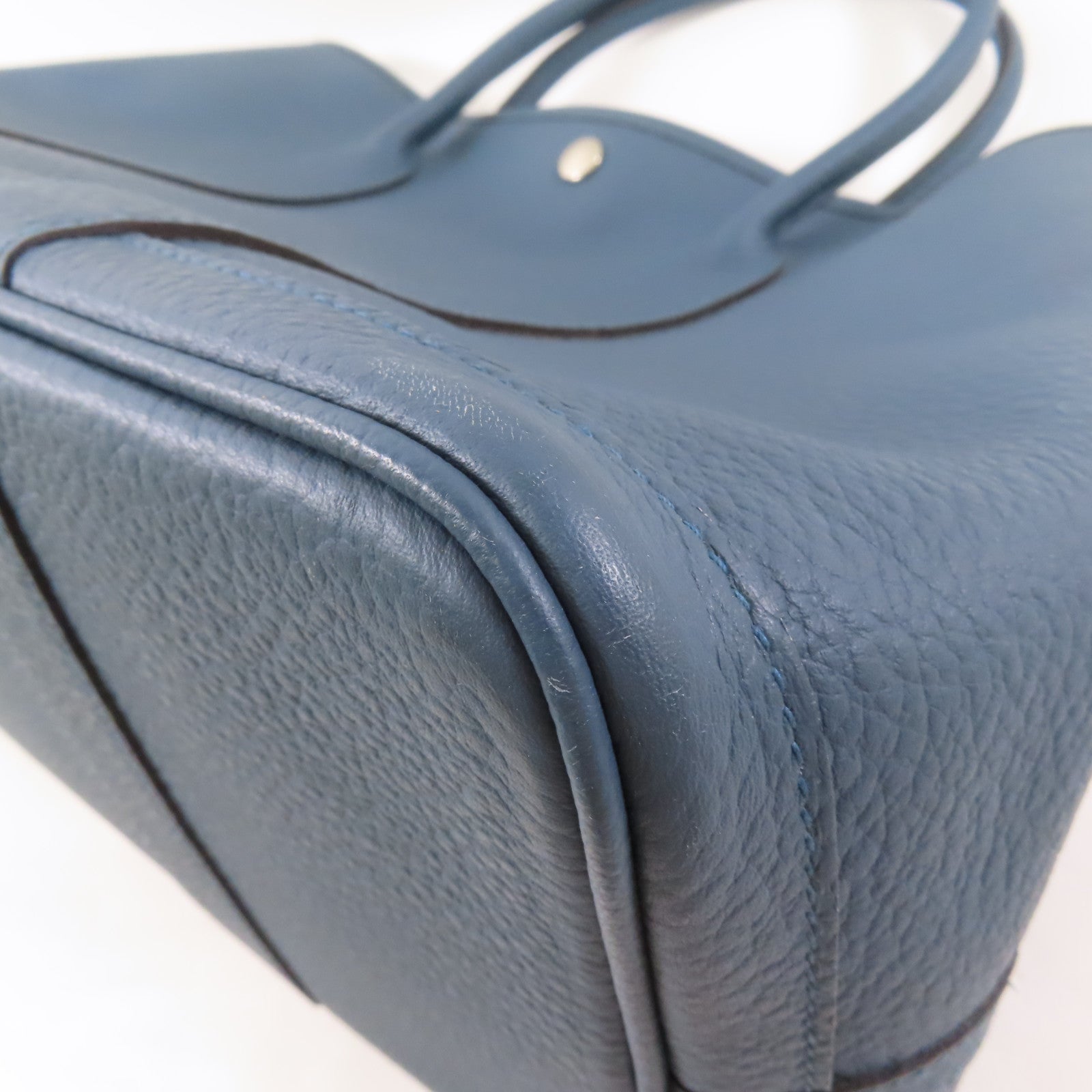 HERMES 【激減優惠】Clemence皮革Garden Party PM銀扣手挽袋Bleu Tempete