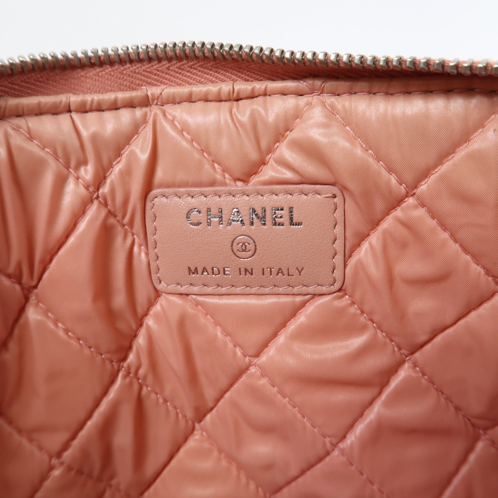 CHANEL 酒椰Large Deauville Pouch銀扣手拿包粉紅色