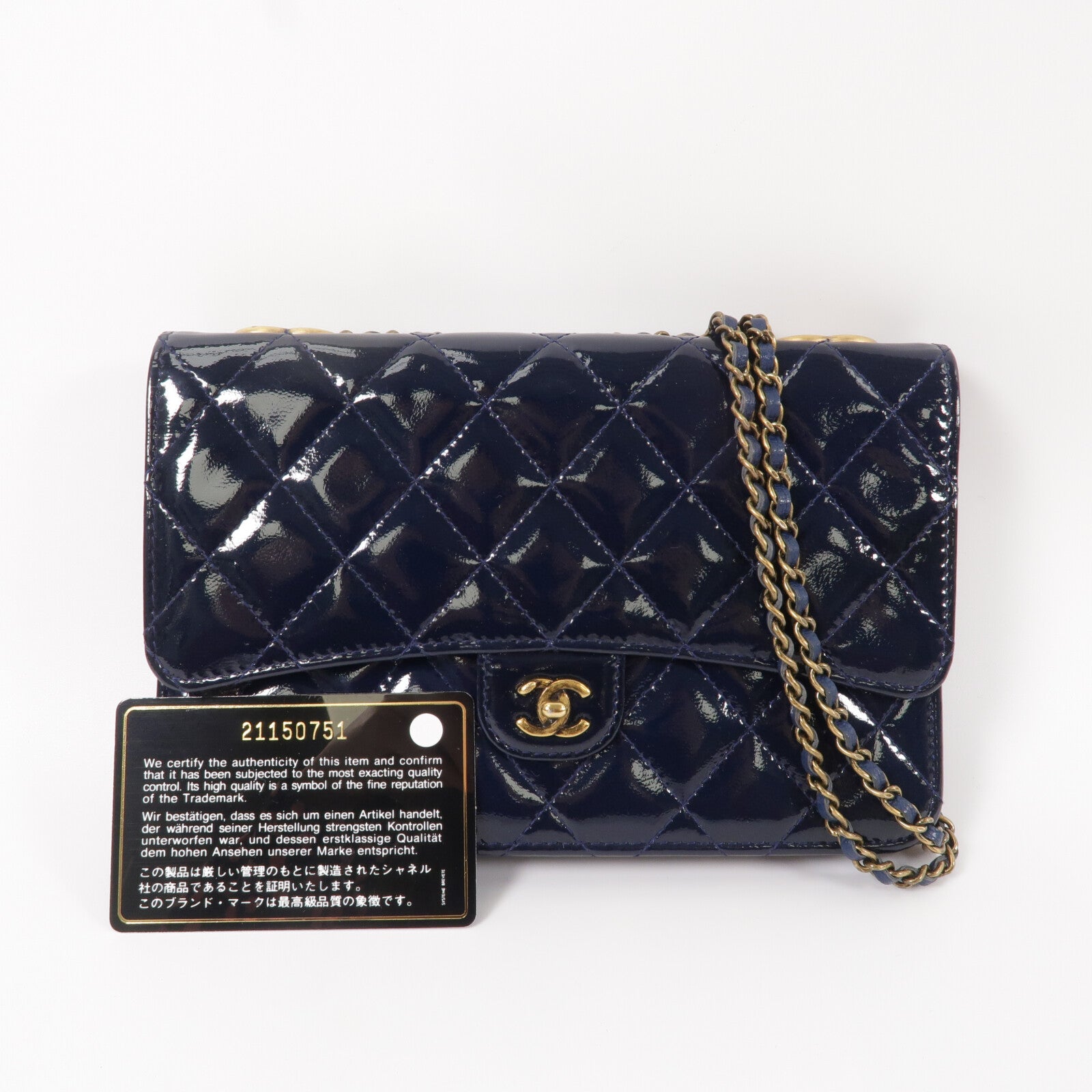 CHANEL 漆皮皮革Wallet On Chain鏈帶肩背袋