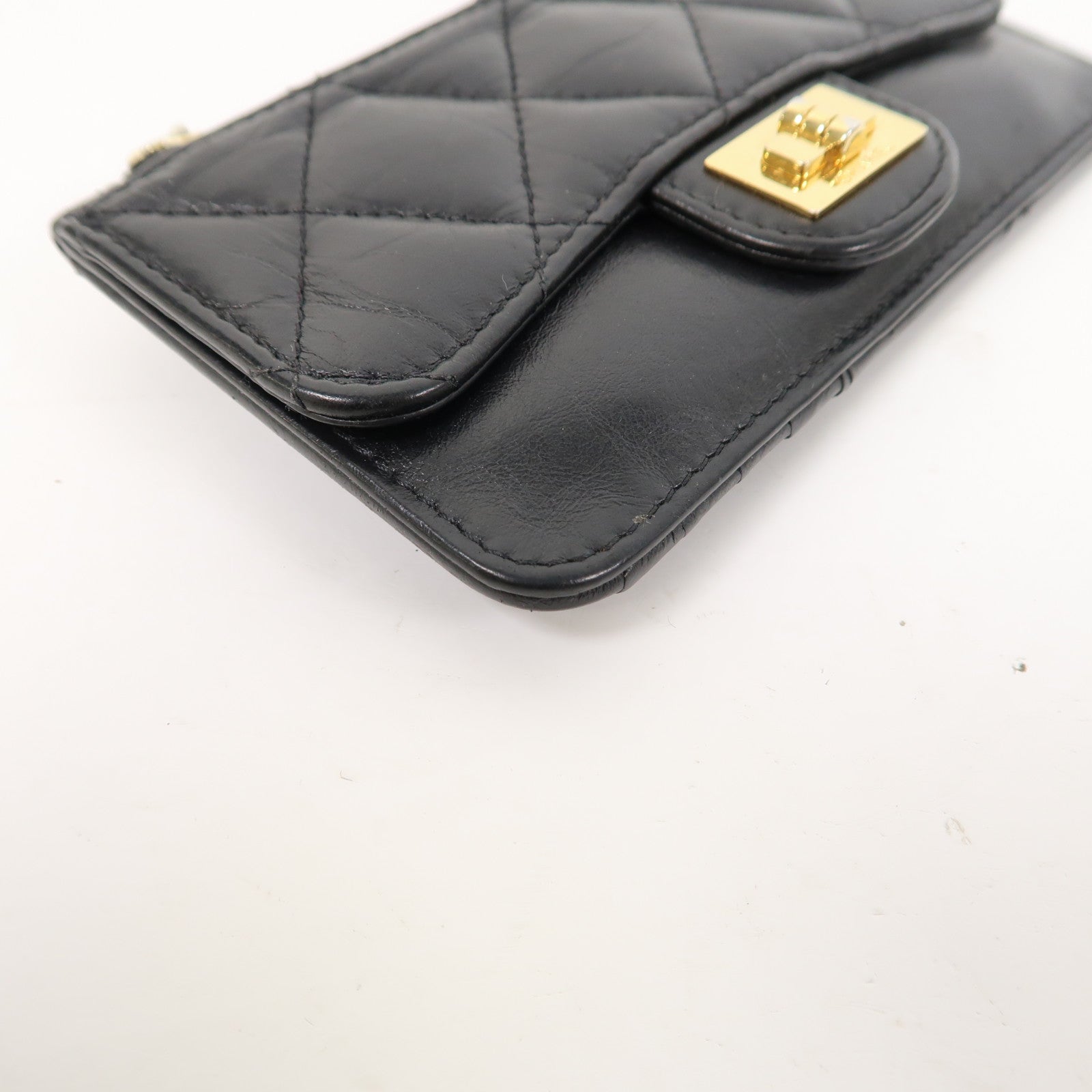 CHANEL 菱格羊皮皮革2.55 Card Case金扣卡片套黑色
