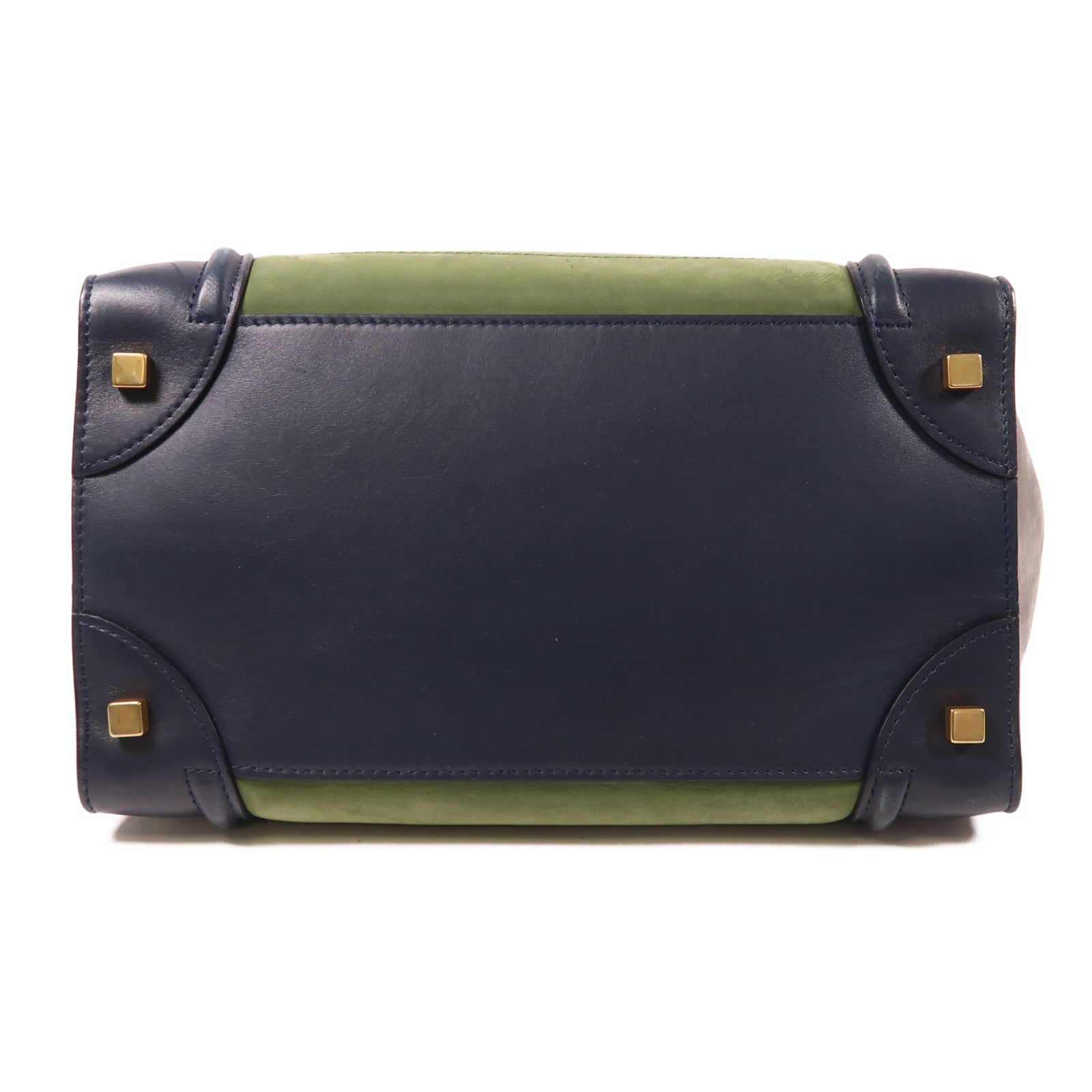 CELINE 牛皮皮革Micro Luggage金扣手挽袋藍色/綠色/灰色