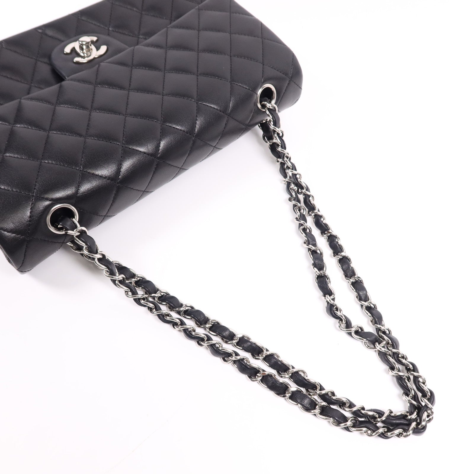 CHANEL 羊皮皮革Classic 25銀扣鏈帶肩背袋
