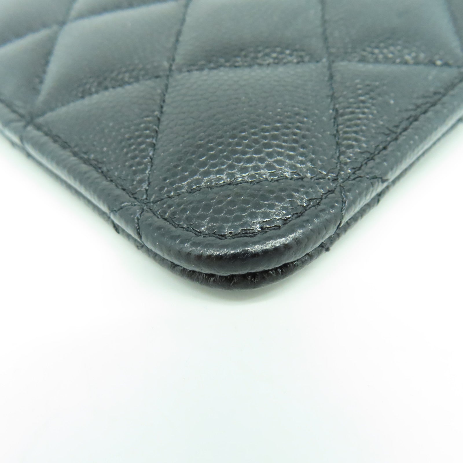 CHANEL 菱格Caviar皮革Wallet銀扣長錢包黑色