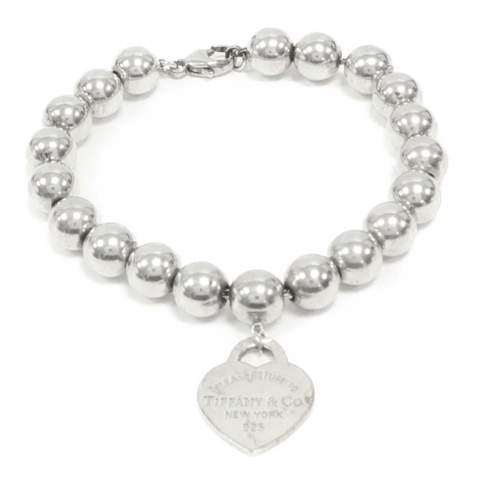 TIFFANY＆CO 925純銀Return To Tiffany Heart Tag Bead Bracelet手鏈