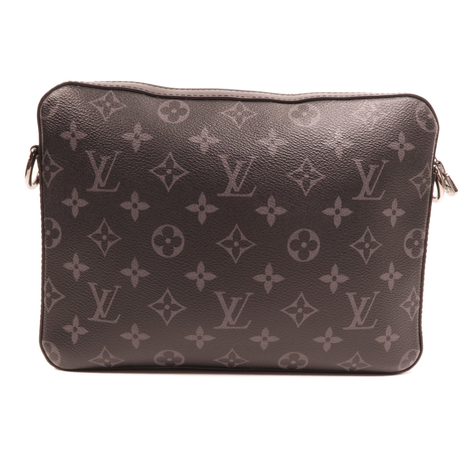 LOUIS VUITTON Monogram Eclipse Reverse Trio Messenger銀扣肩背袋灰色