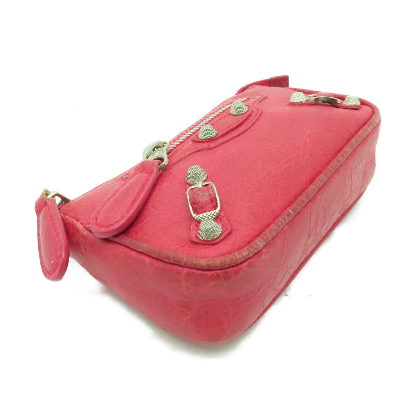 BALENCIAGA 【激減優惠】牛皮皮革Coin Purse銀扣零錢包紅色