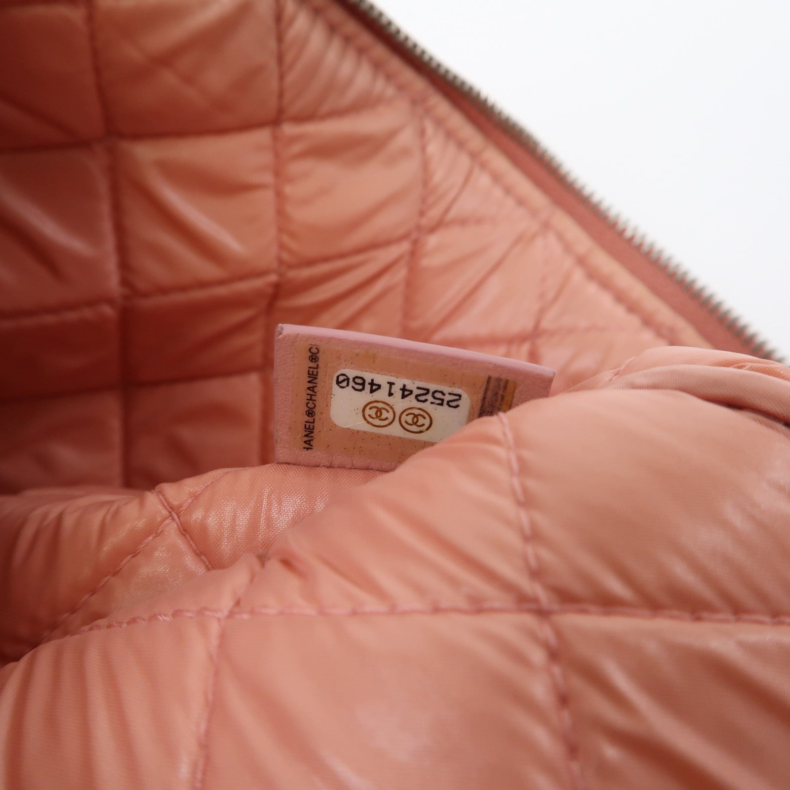 CHANEL 酒椰Large Deauville Pouch銀扣手拿包粉紅色