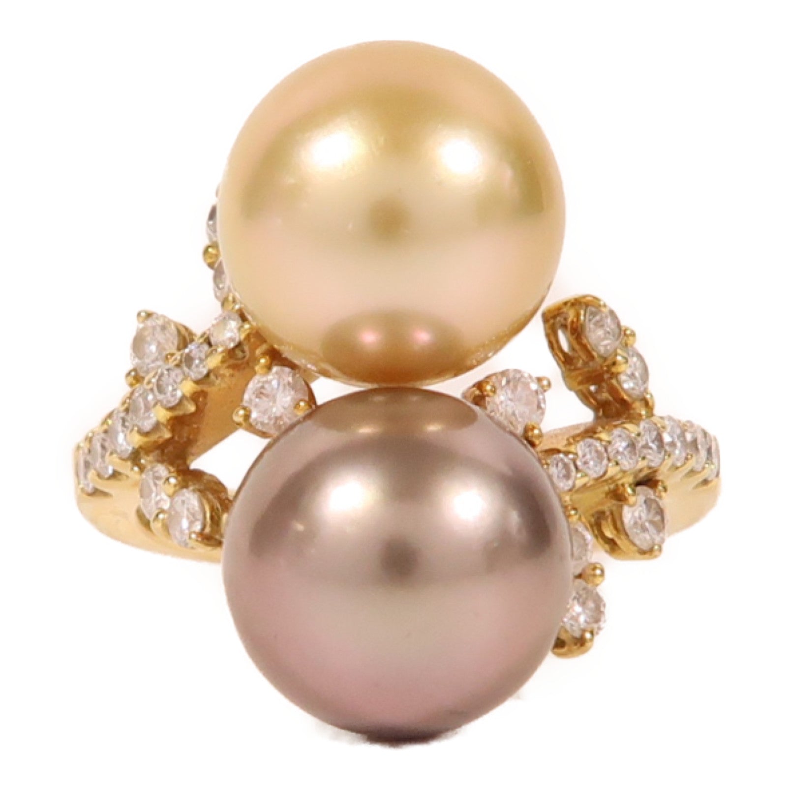 JEWELRY 18K金Pearl Ring0.59ct鑽石戒指US#8.25