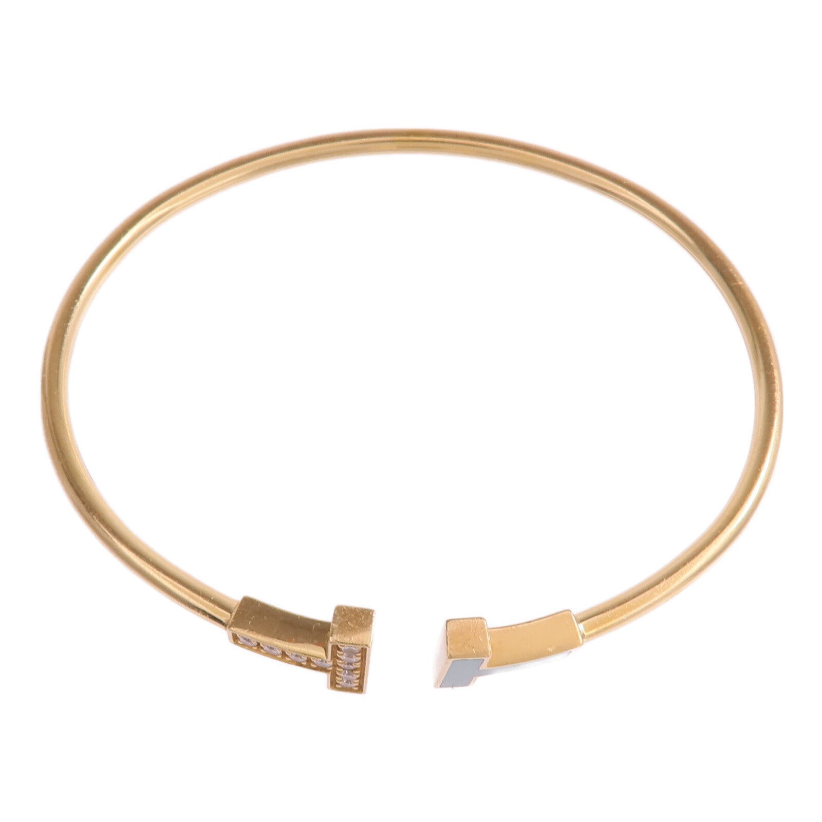 TIFFANY＆CO 18K黃金T Wire Diamond綠松石/鑽石手鏈