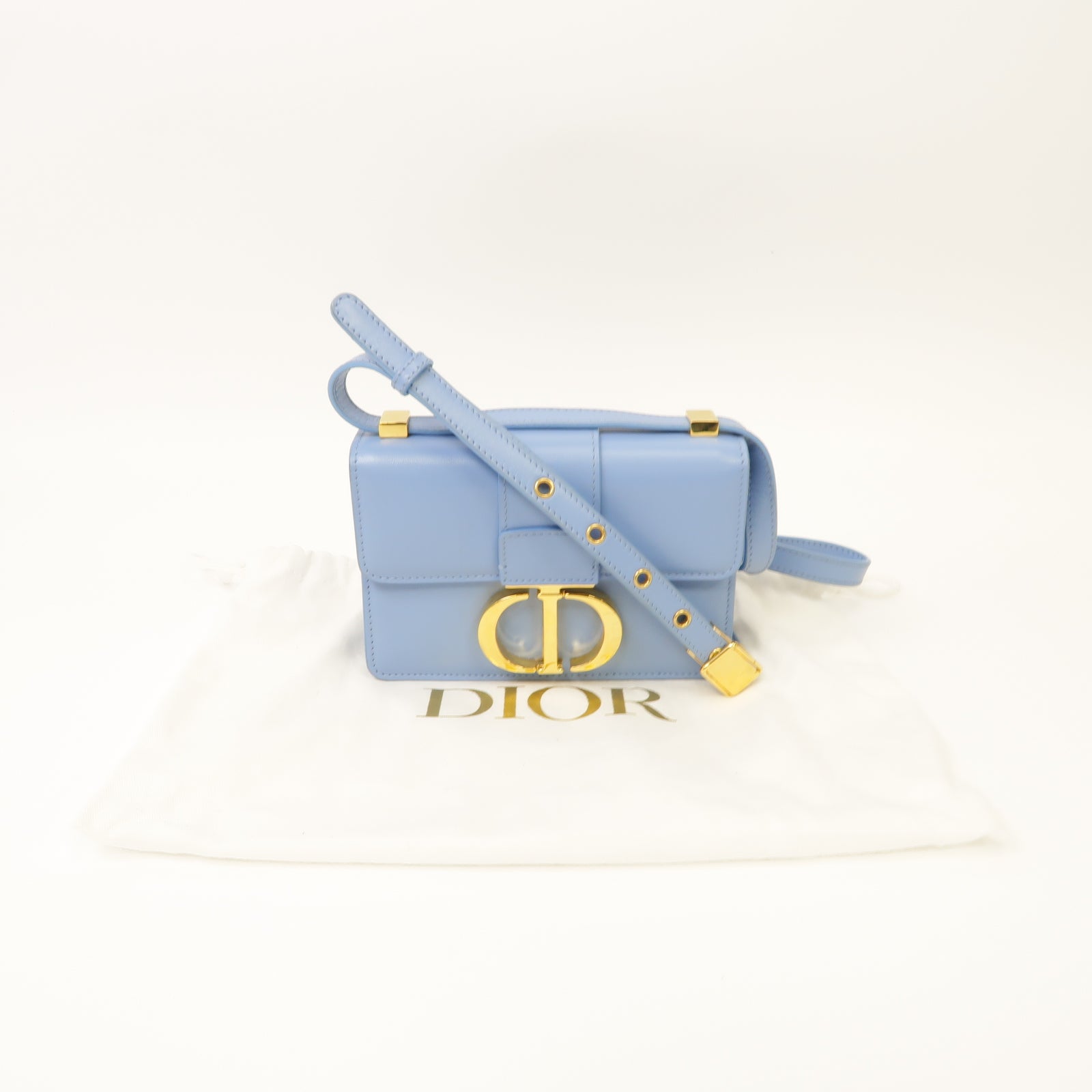 Dior 【激減優惠】牛皮皮革Micro 30 Montaigne金扣肩背袋藍色