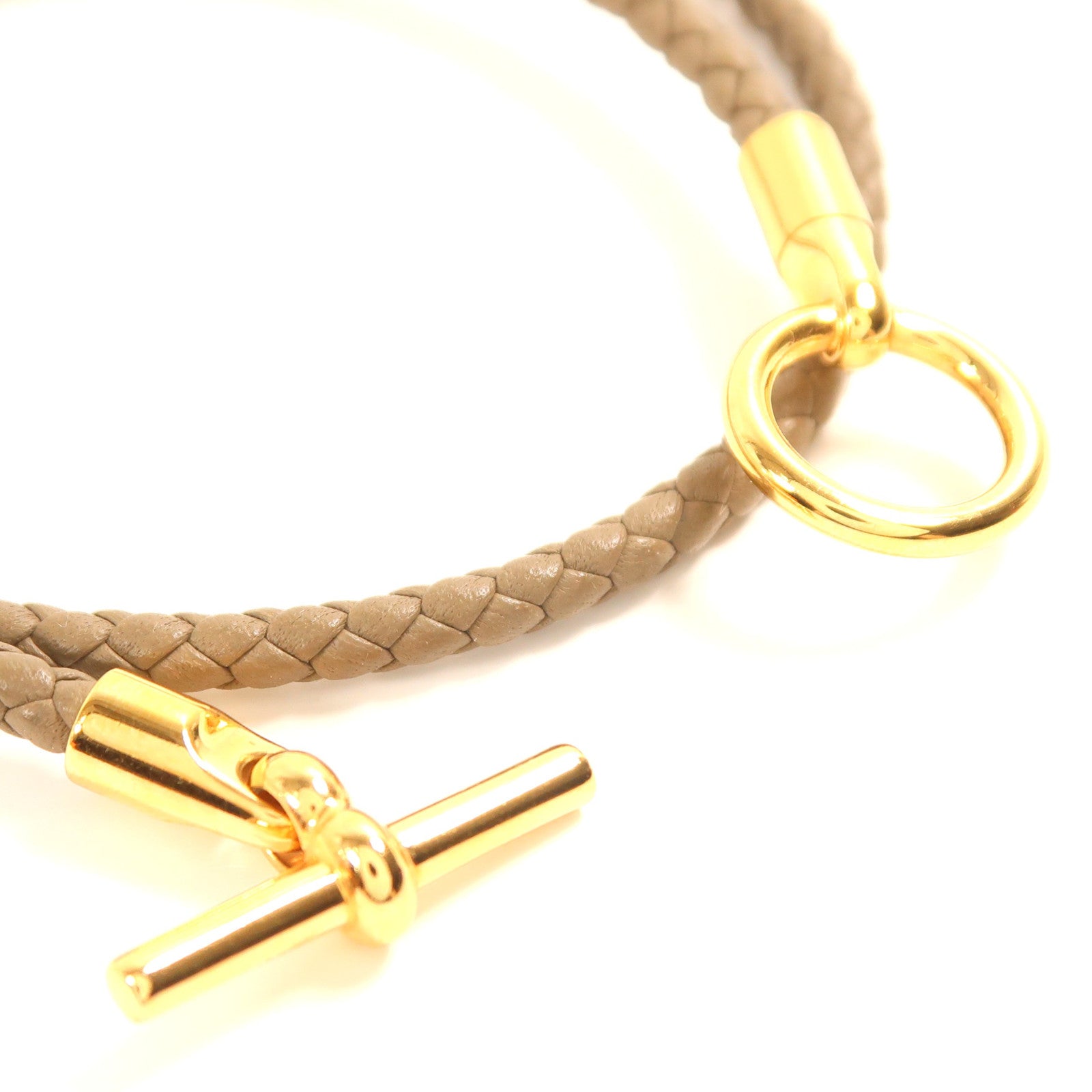 HERMES Swift皮革Glenan Double Tour Bracelet金扣手帶Etoupe
