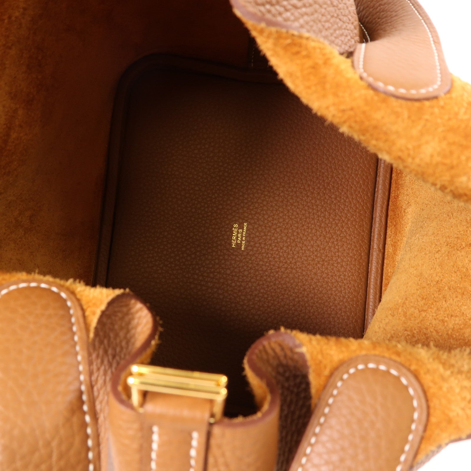 HERMES Clemence皮革Picotin MM金扣手挽袋37 Gold