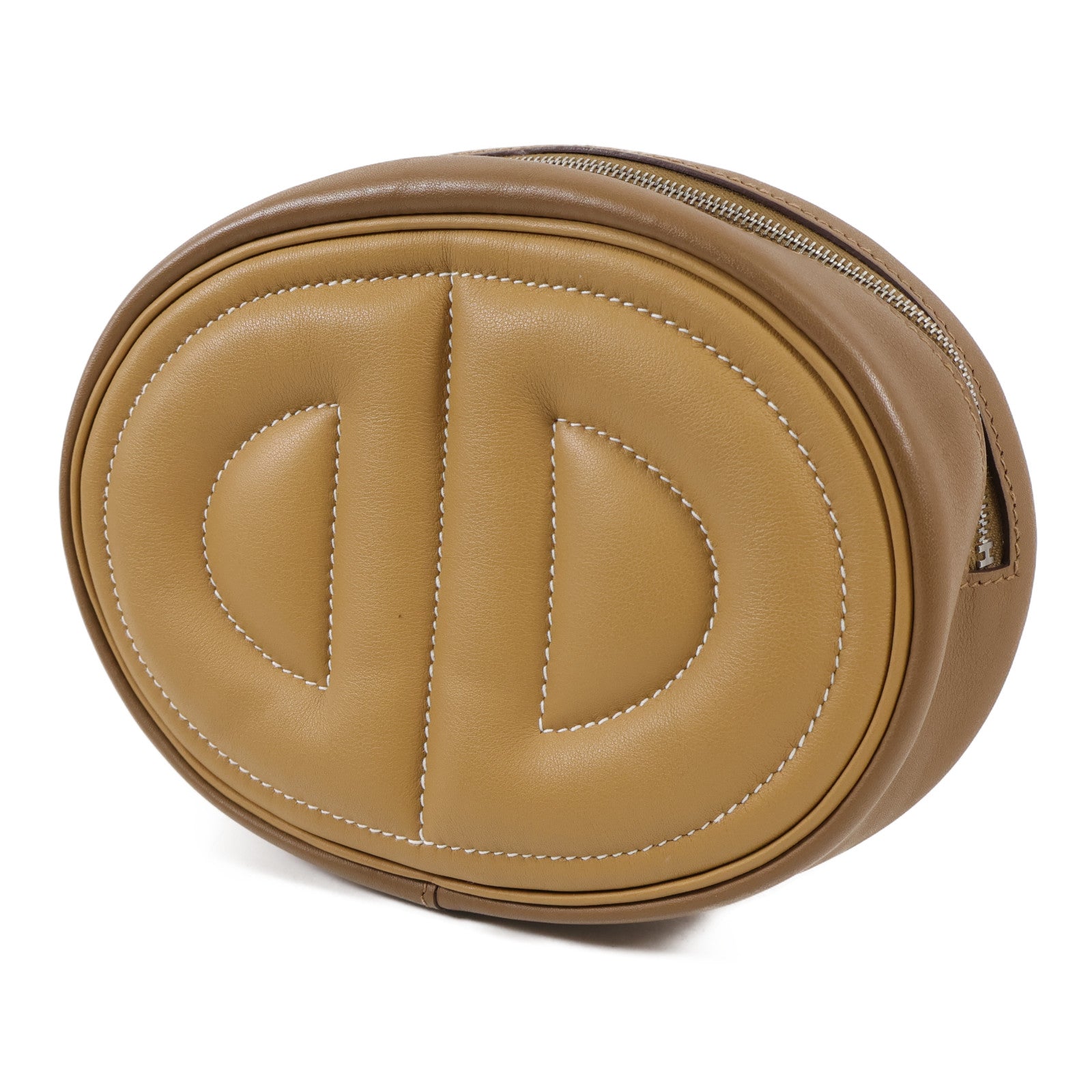 HERMES Swift皮革In the loop銀扣肩背袋Biscuit