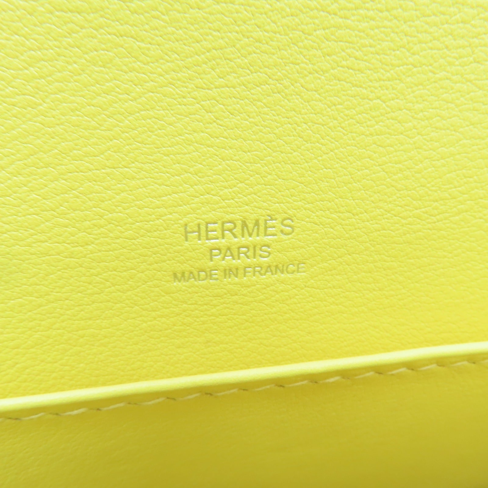 HERMES 【清倉大減價】Evercolor皮革/Toile H Roulis 23銀扣肩背袋黃色/灰色