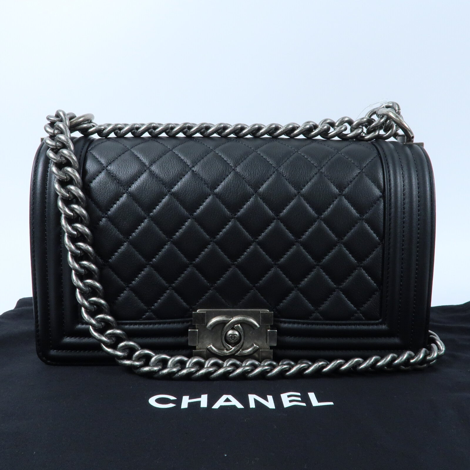 CHANEL 羊皮皮革Boy 25鏈帶肩背袋