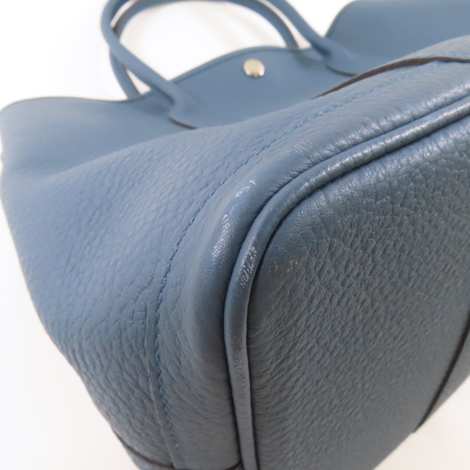 HERMES 【激減優惠】Clemence皮革Garden Party PM銀扣手挽袋Bleu Tempete