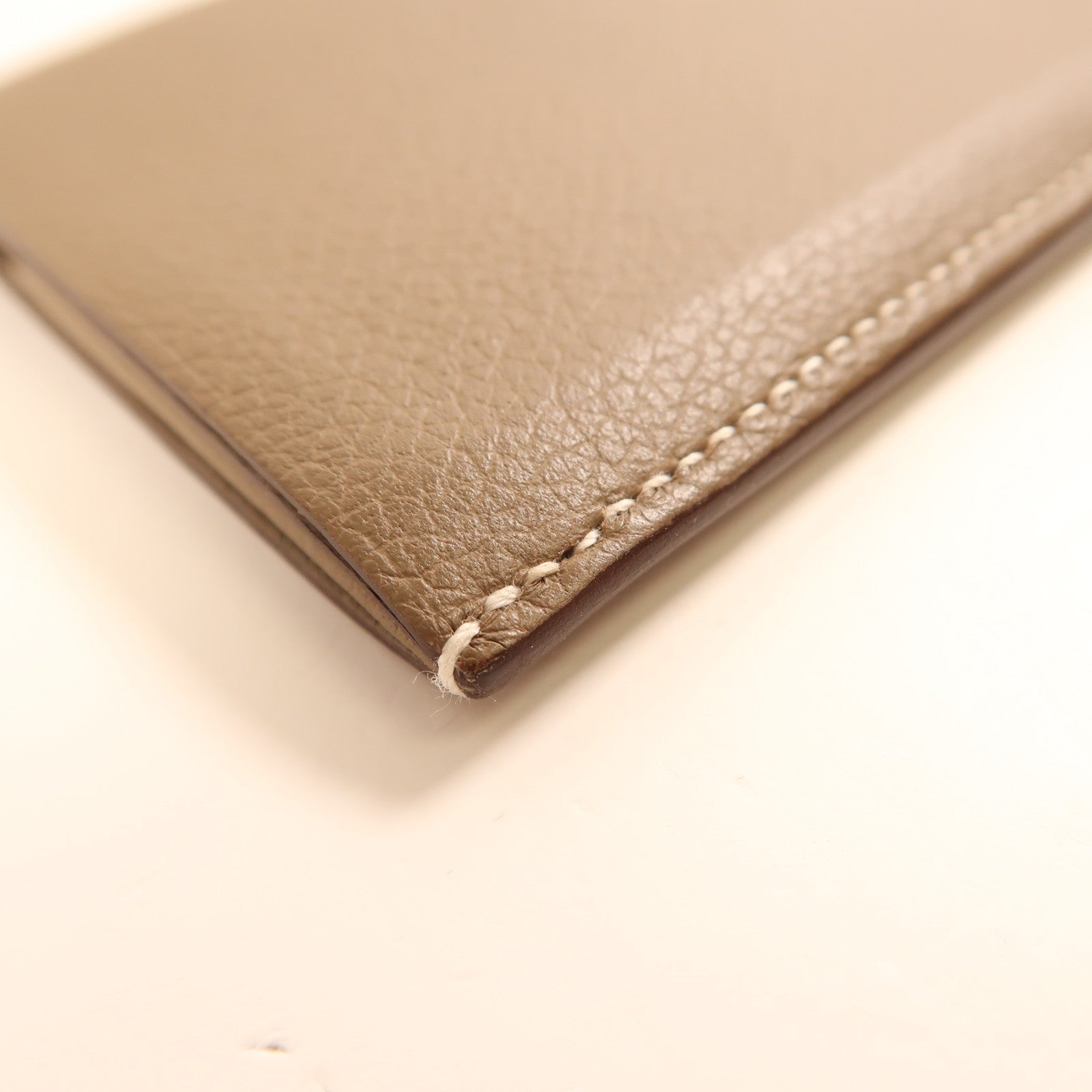 HERMES Evercolor皮革H Sellier卡片套Etoupe