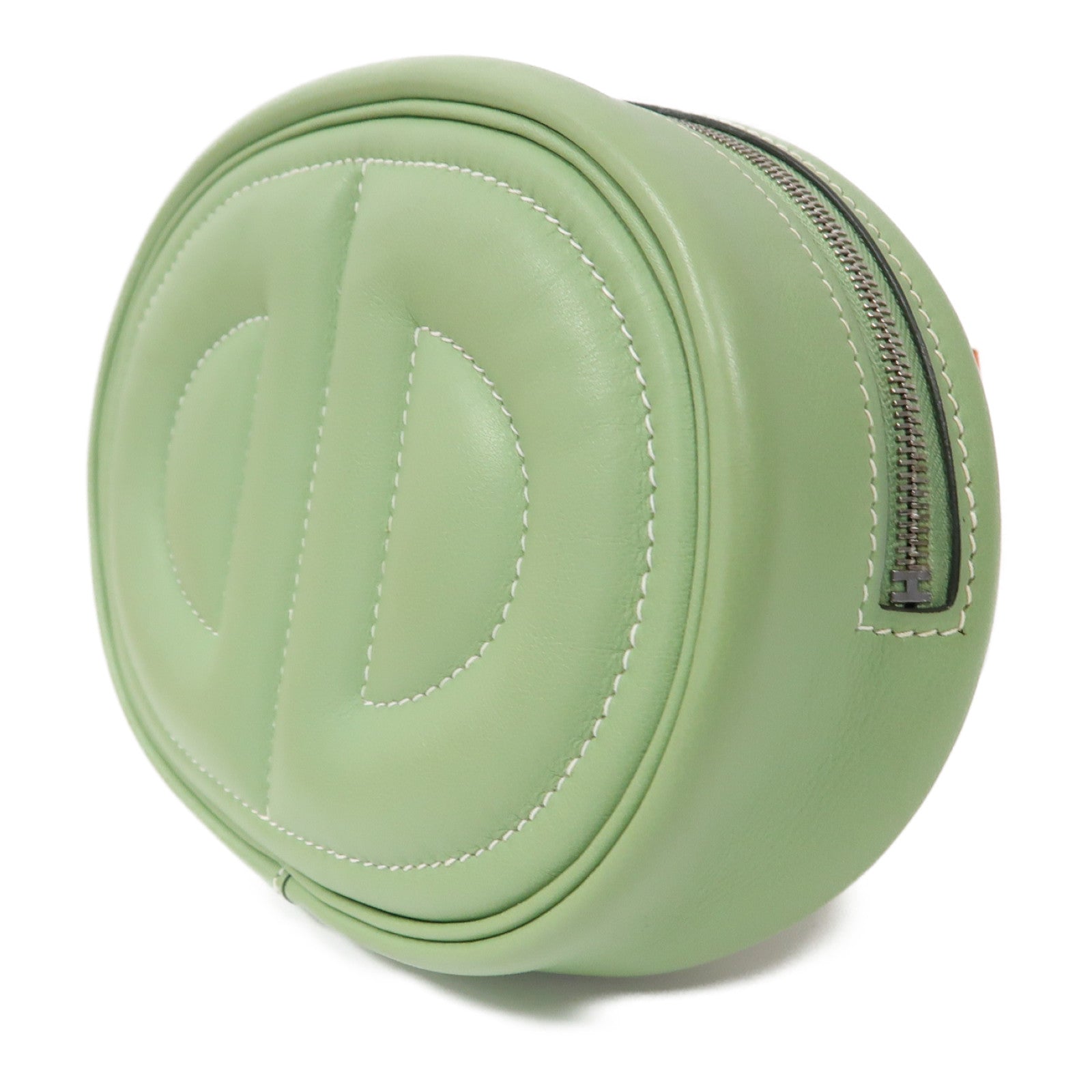 HERMES Swift皮革In The Loop Belt Bag銀扣腰包Vert Criquet/綠色