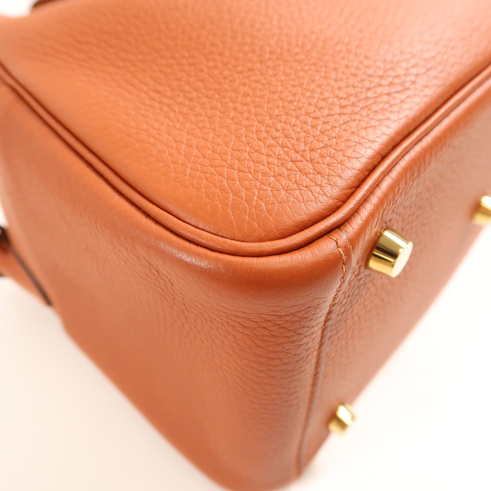 HERMES Clemence皮革Lindy 26金扣手挽肩背兩用袋Cuivre