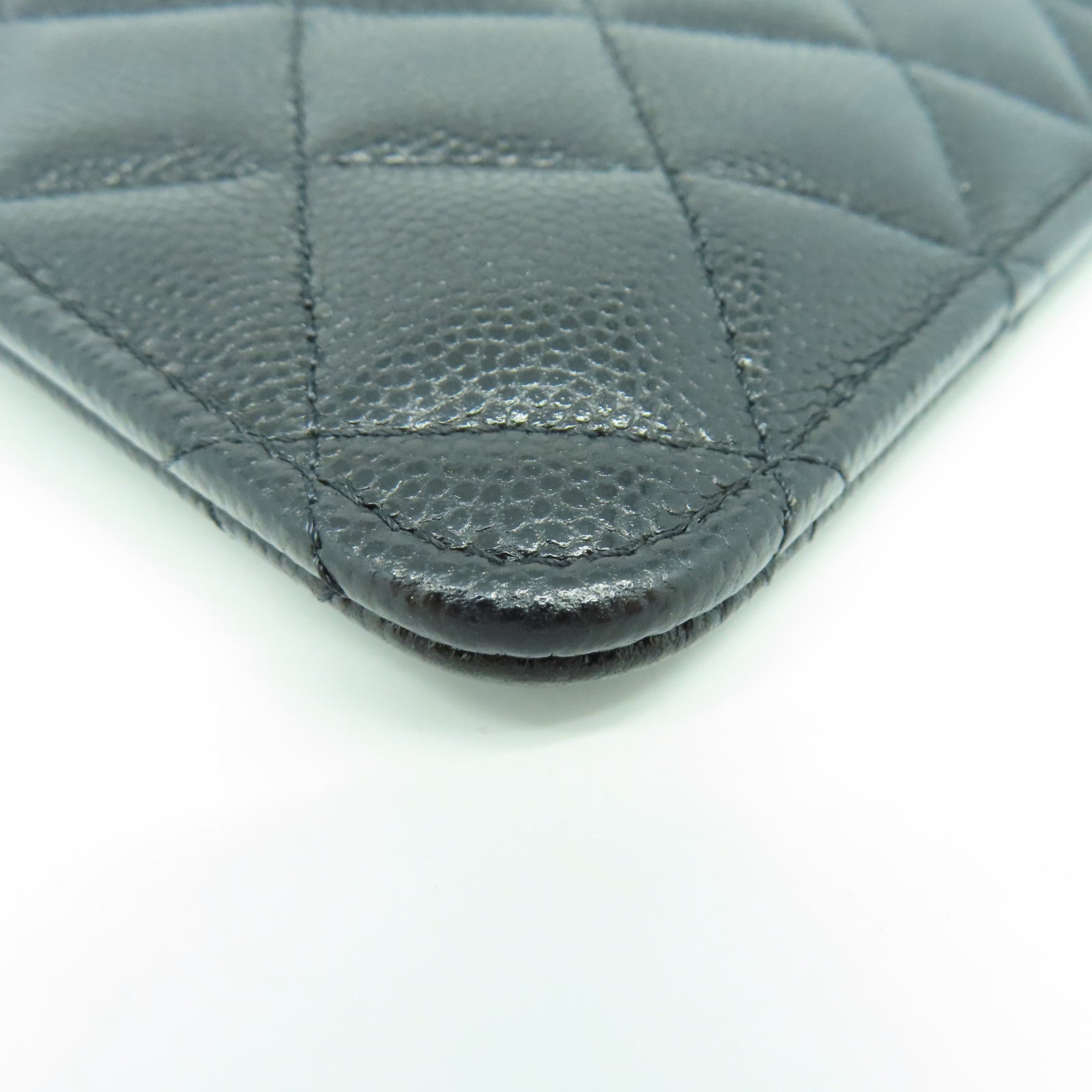 CHANEL 菱格Caviar皮革Wallet銀扣長錢包黑色