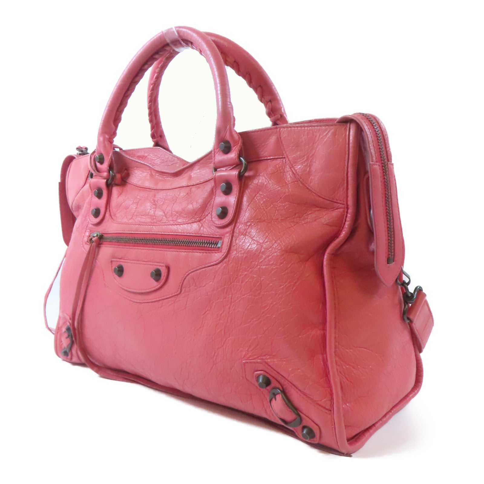 BALENCIAGA 牛皮皮革Classic City Bag黑扣手挽肩背兩用袋粉紅色