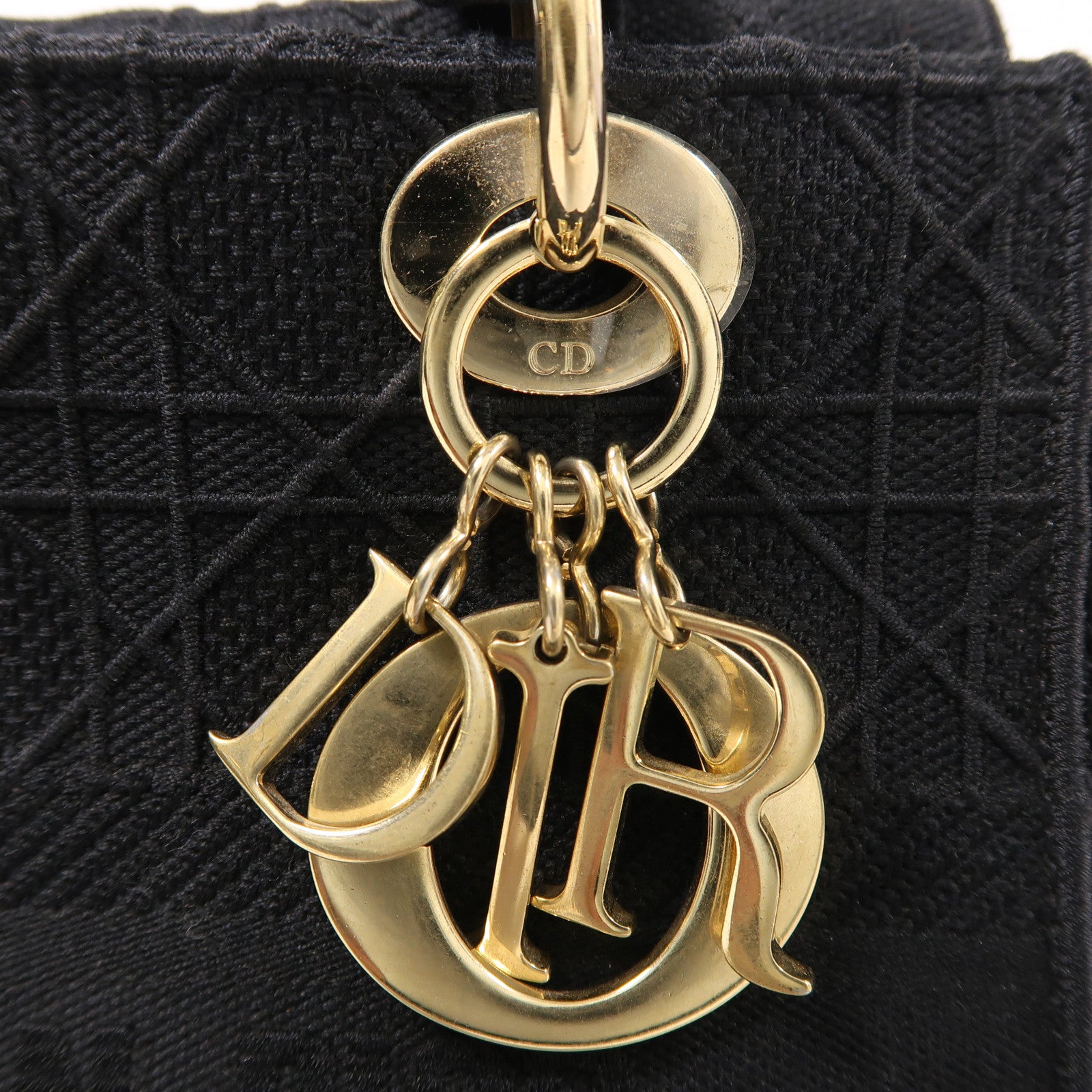 Dior 帆布Lady Dior金扣手挽肩背兩用袋